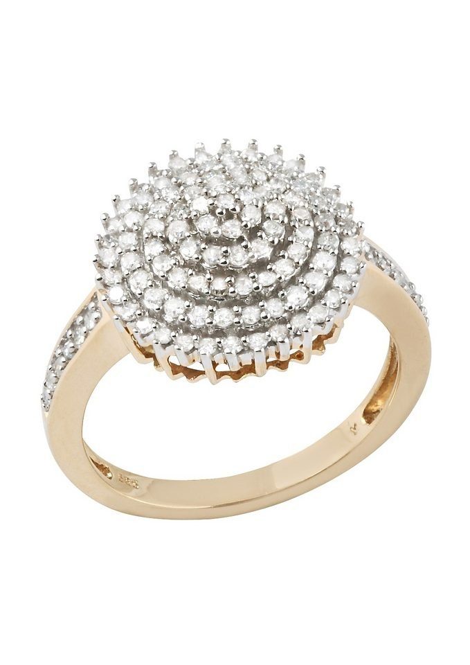 Diamantring Schmuck Geschenk Gold 585 Damenring Goldring Diamant Blume