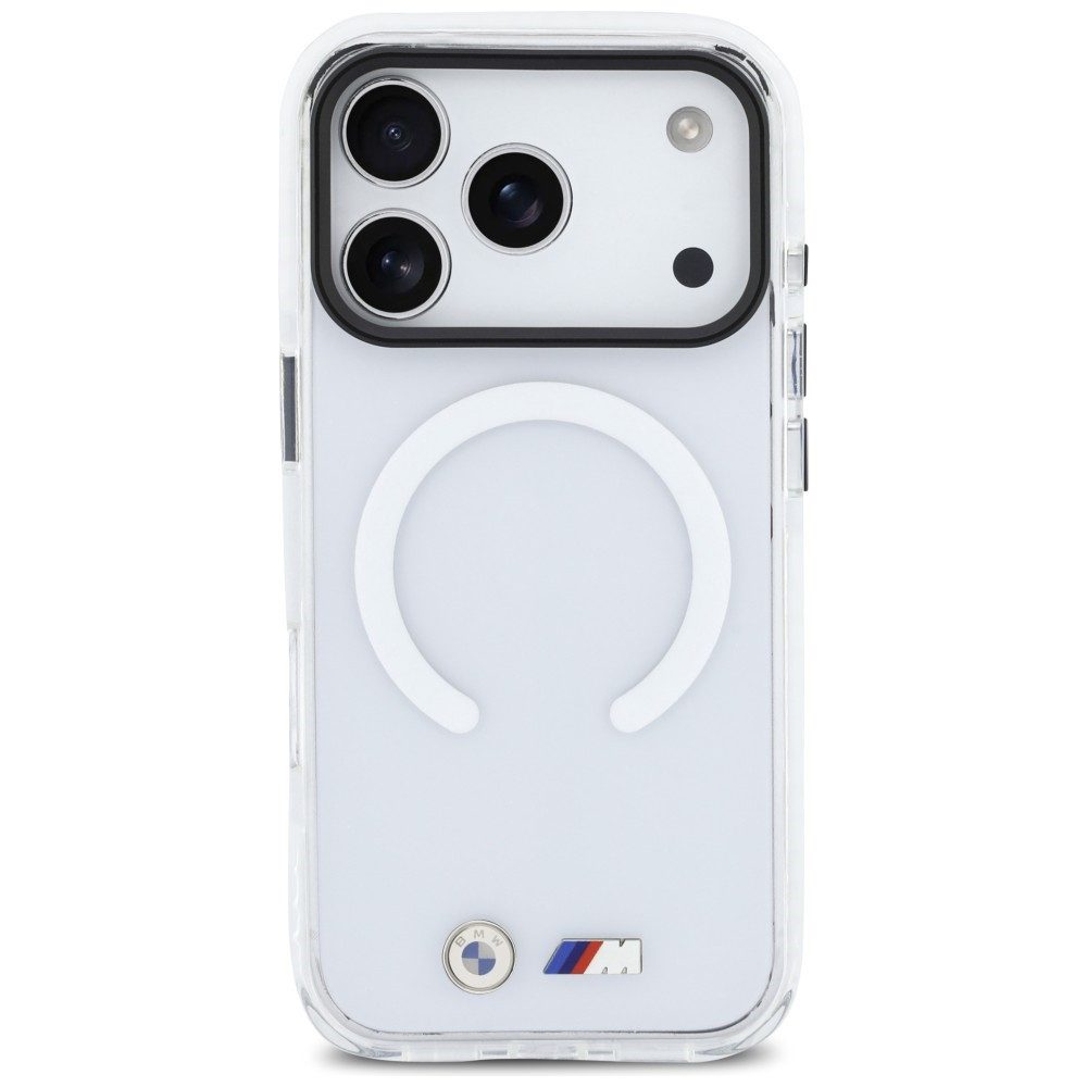 BMW Handyhülle Schutzhülle Magnethülle Smartphonehülle 6,3 Zoll, MagSafe, stoßfest, Metall-Logo, transparent