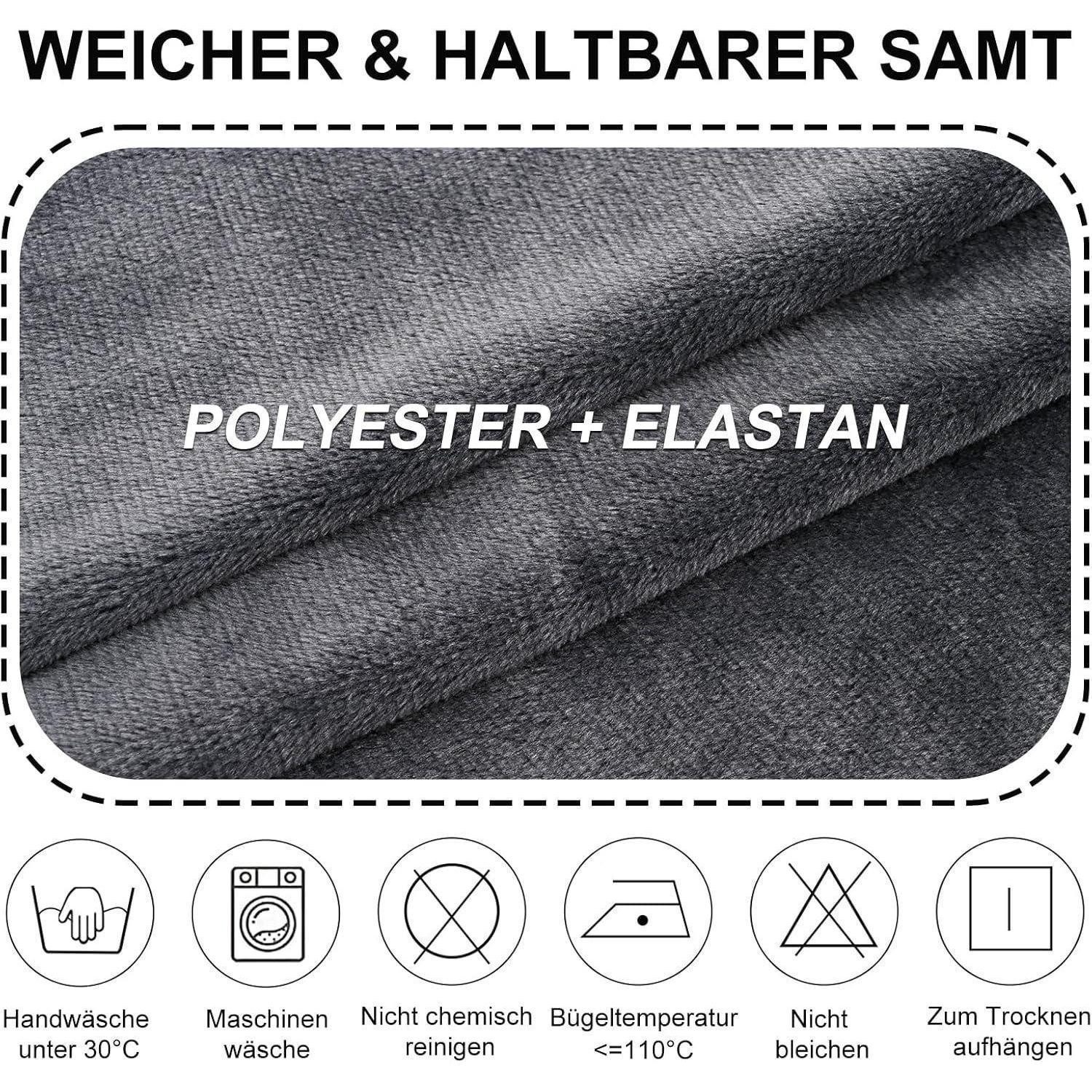 LuxusKollektion Stuhlhusse Stuhlhussen Stretch Samt Armlehnen 4erSet Waschbar Grau Lot de 4 Large – Bild 4 von 5
