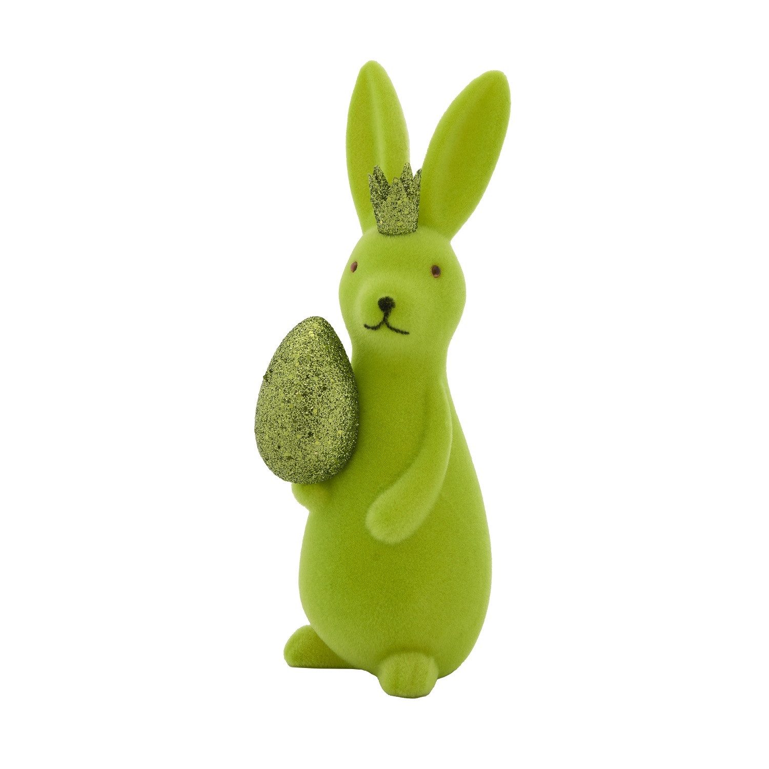 Macosa Home Osterhase beflockt Lila Pink Grün 21cm Kunststoff Dekohase Hase Skulptur (Krone Glitzerei, Ostern Dekoration Tischdeko), Oster-Deko Osterdekoration Figur Dekohase Dekofigur
