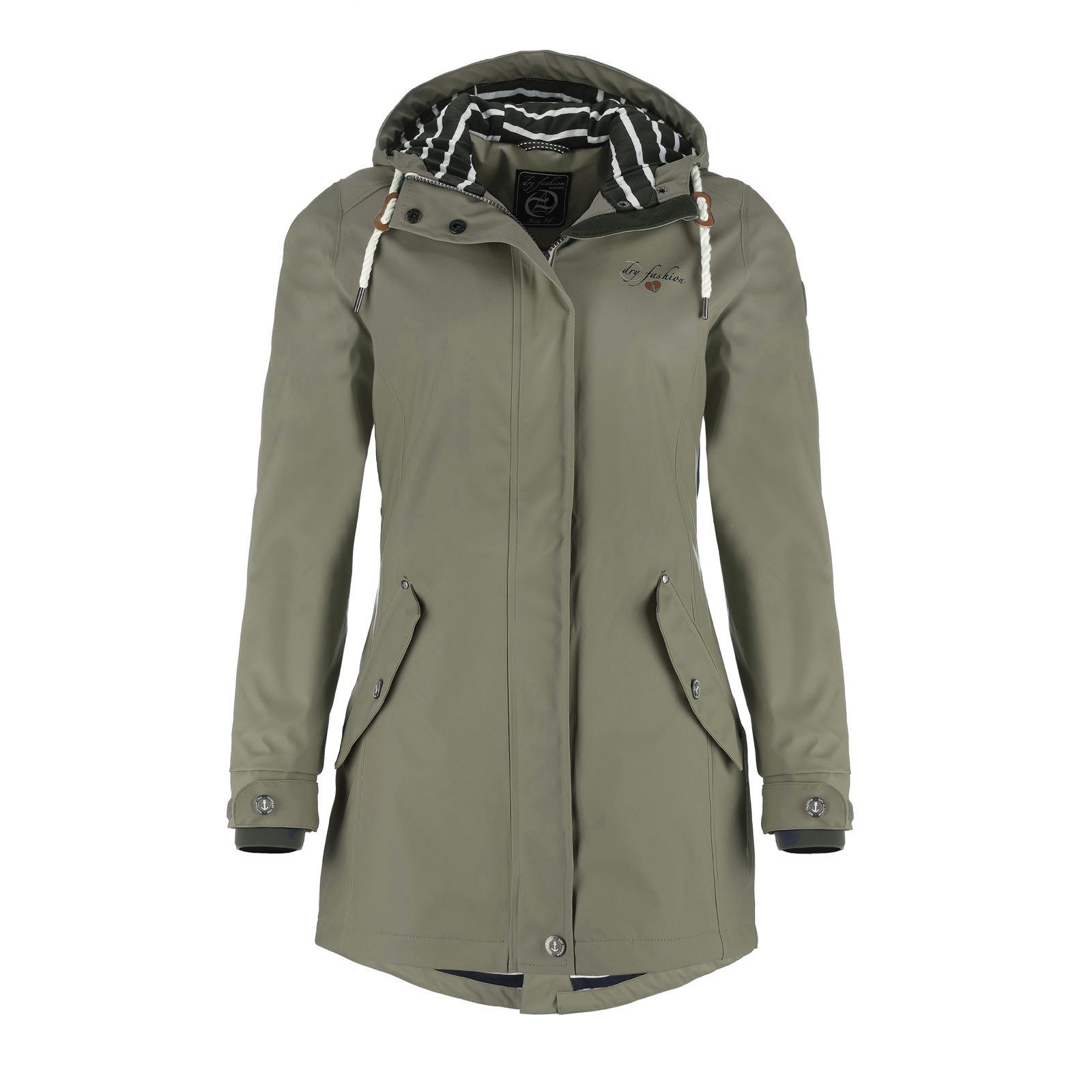 Dry Fashion Regenjacke Kiel Damen Regenmantel Kiel mit verstellbarer Kapuze günstig online kaufen