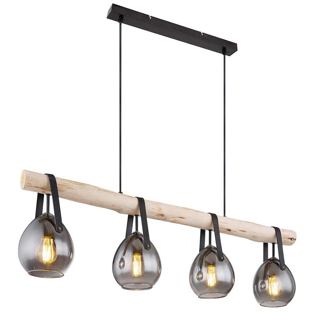 etc-shop Hängeleuchte, Leuchtmittel nicht Deckenlampe Pendellampe inklusive, Retro Esstischlampe Holz Hängelampe Glas