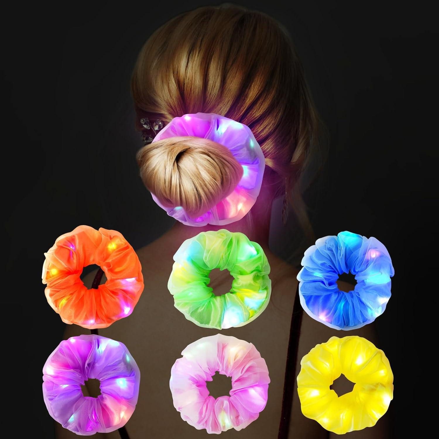 Haargummi Leuchtende Haargummis Neon LED-Stirnband 6er-Pack