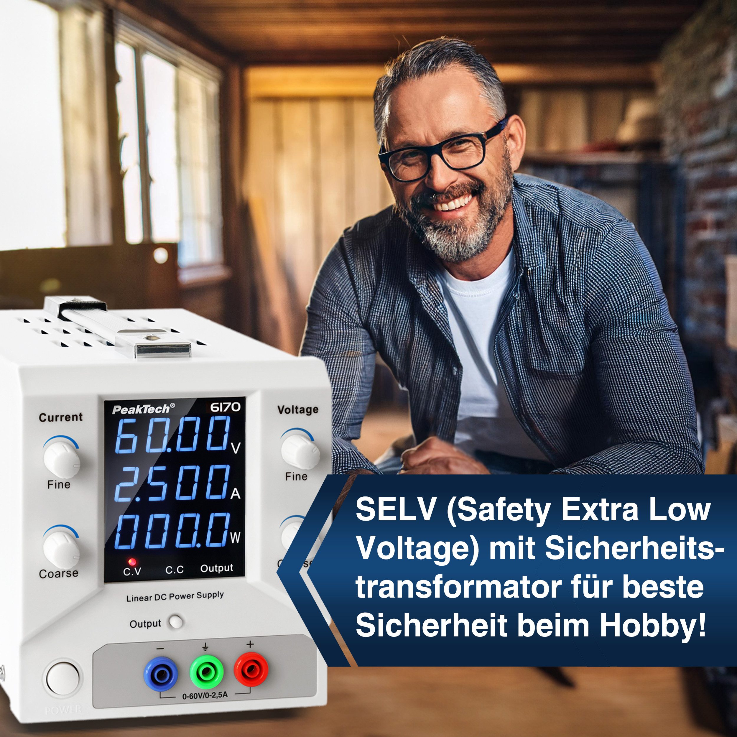 PeakTech PeakTech 6170 - 6173 DC Labornetzteile SELV linear geregelte Netzteile Labor-Netzteil (0-30V oder 0-60V, 0-2,5A oder 0-5A DC)