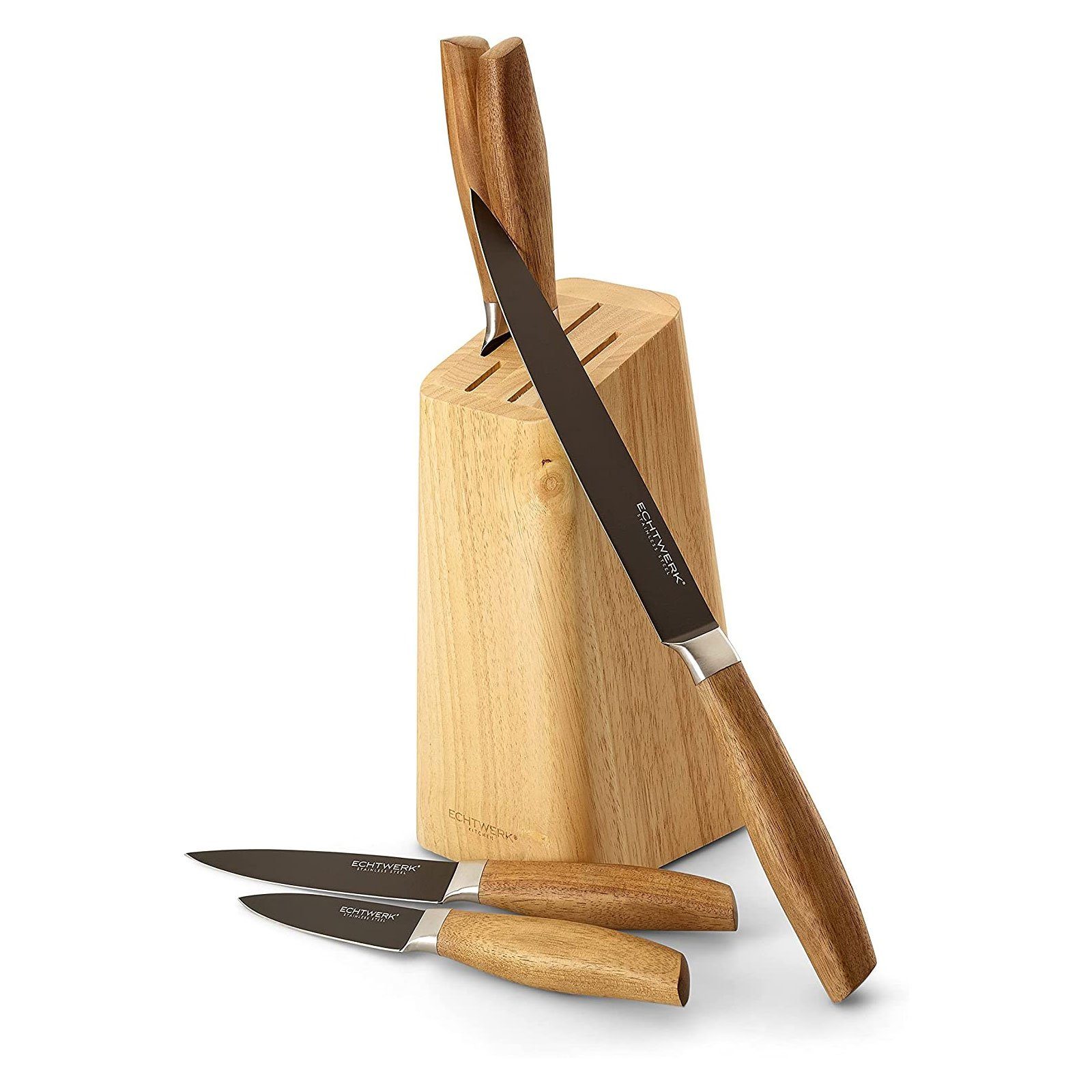 ECHTWERK Messer-Set Classic (Set, 6-tlg), aus hochwertigem Stahl,  Messerblock aus Pakkaholz, Black-Edition, Stilvolles sowies edles Design  für ein sicheres Aufbewahren ihrer Messer