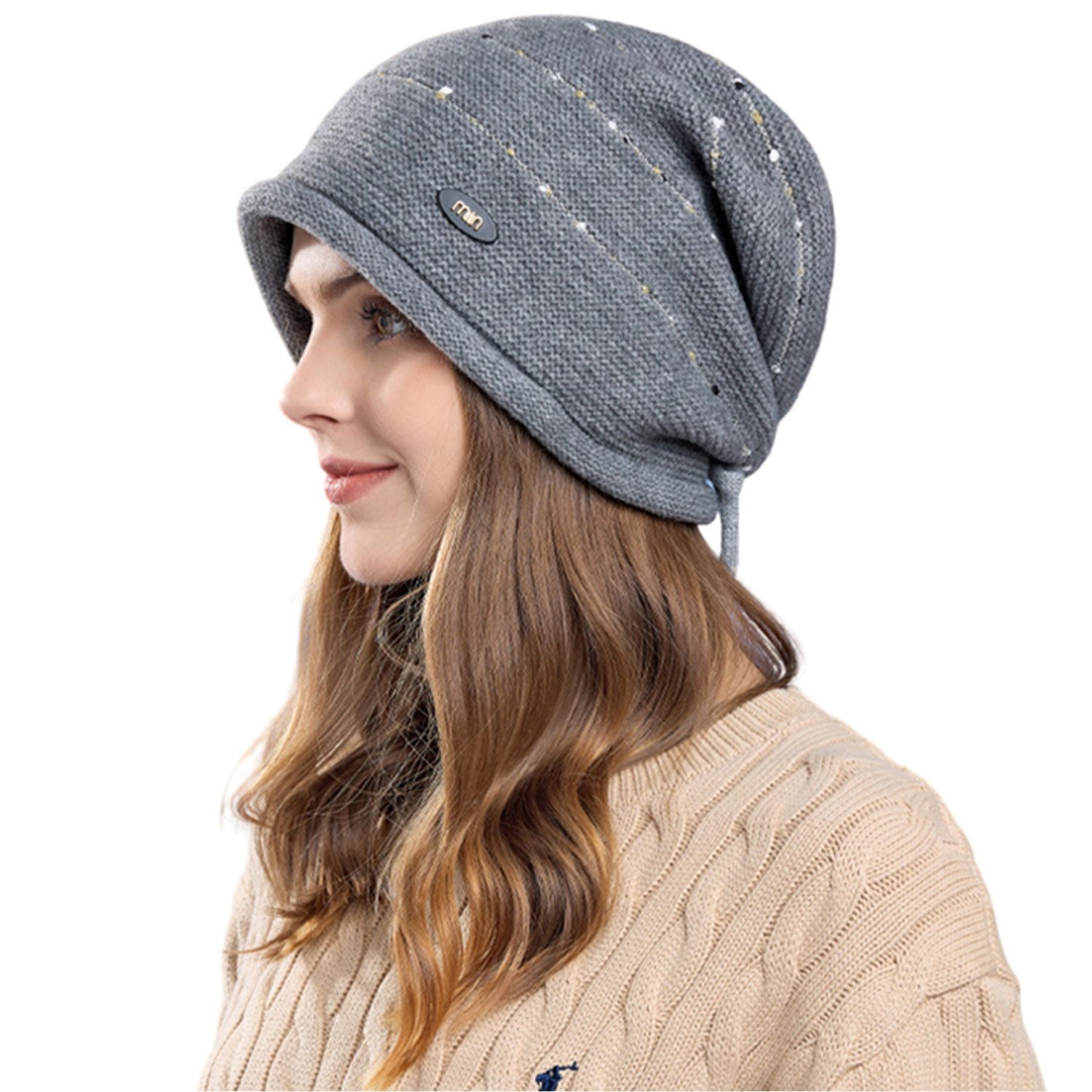 Refttenw Strickmütze Verstellbare Beanie-Mütze, Skimütze, lockere Mütze günstig online kaufen