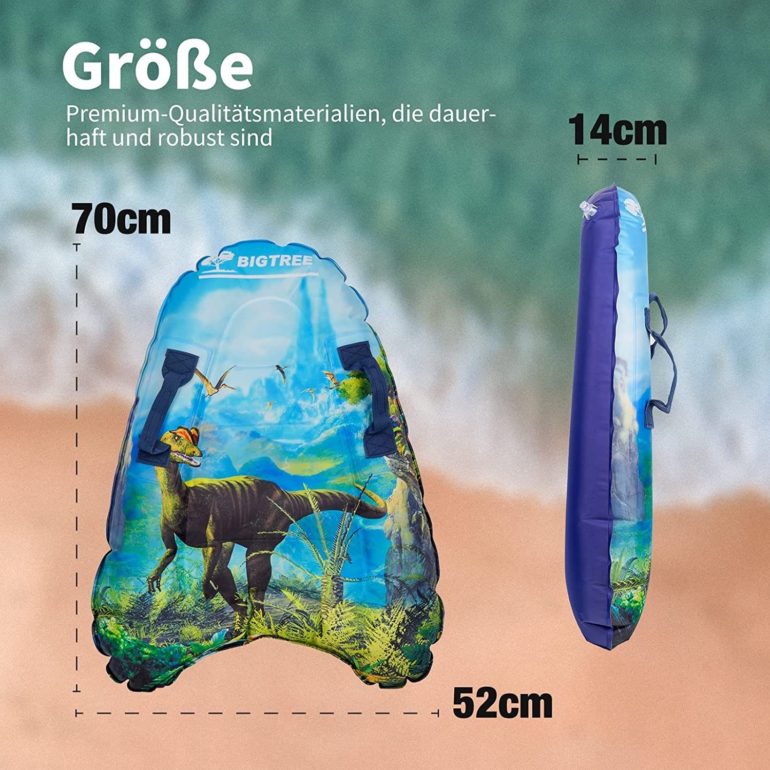 52x14x70cm, Schwimmhilfe Inflatable SUP-Board Aufblasbares Bodyboard, Dinosaurier KAHOO