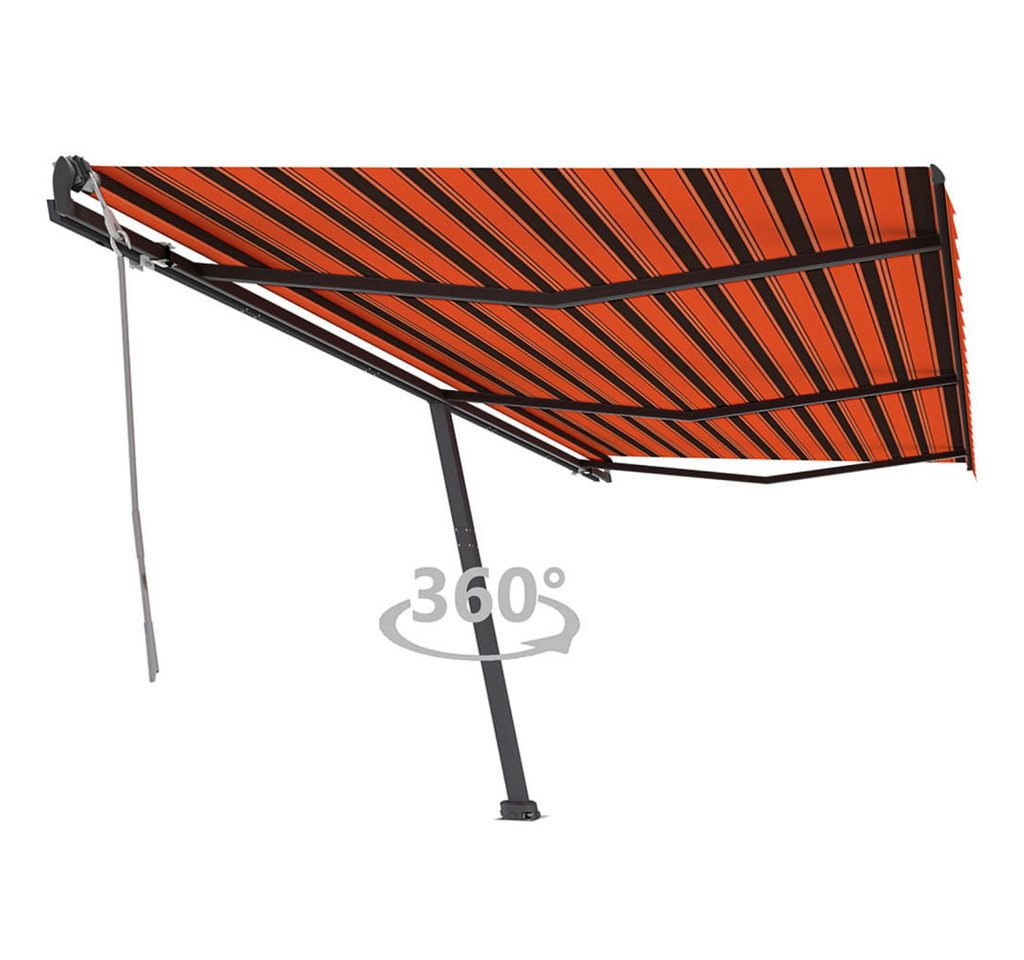 Thumbnail - vidaXL Markise Standmarkise Manuell Einziehbar 600x350 cm Orange/Braun