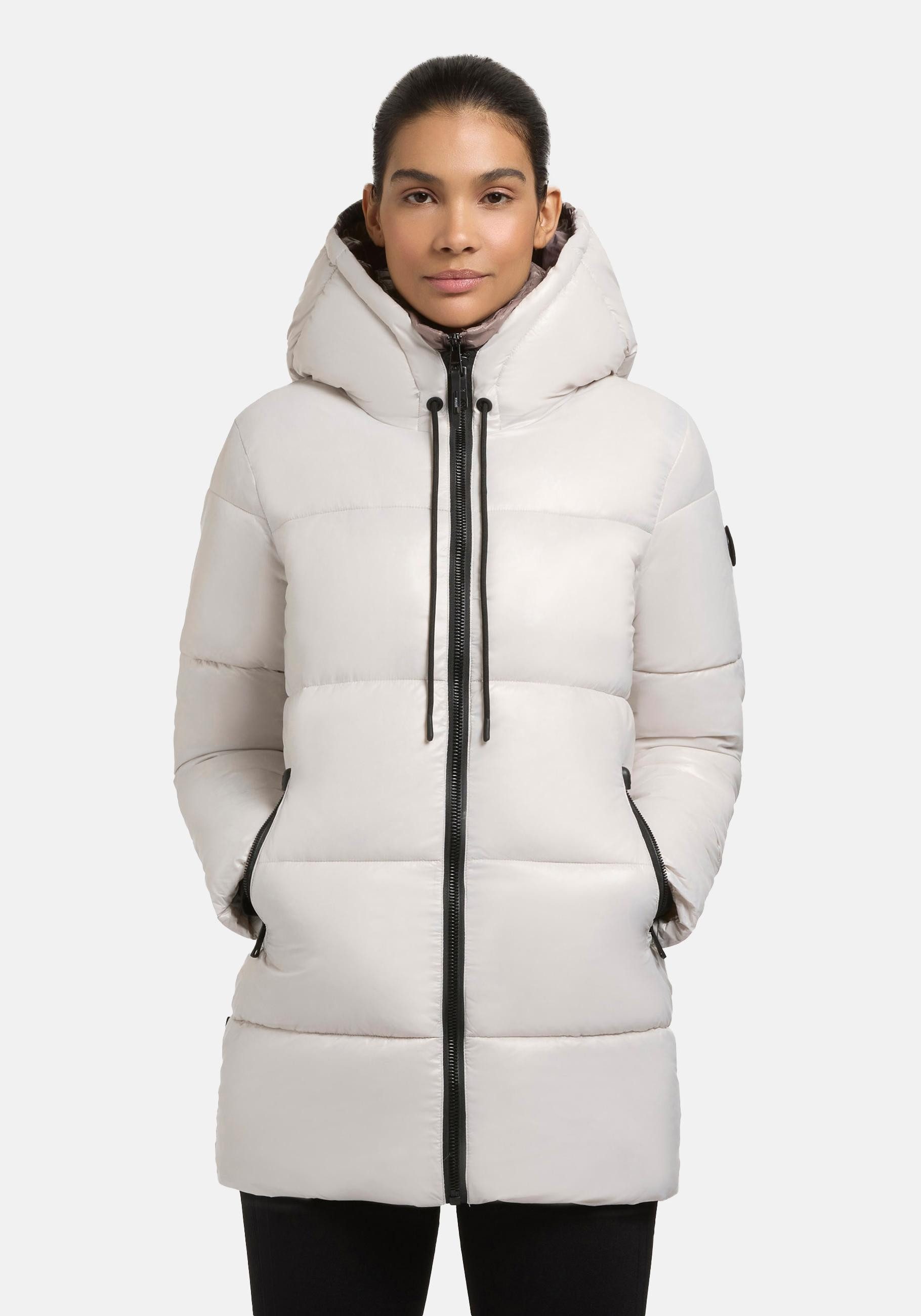 khujo Kurzmantel Grana-YM Glänzender kurzer gesteppter Damen Wintermantel