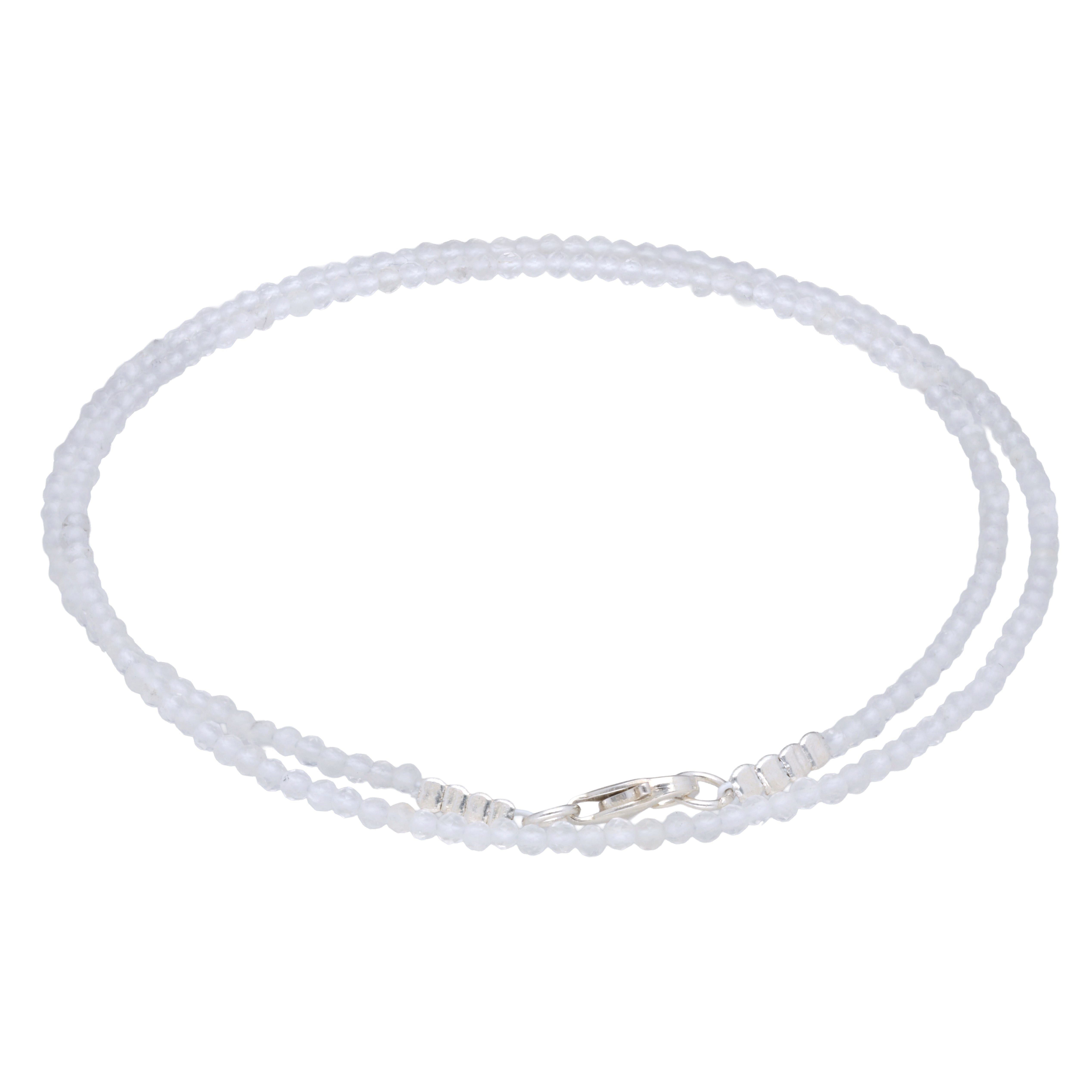 Lebensquelle Plus Kette ohne Anhänger Bergkristall 2 mm Perlenkette facettiert, 45 cm + Silberverschluss
