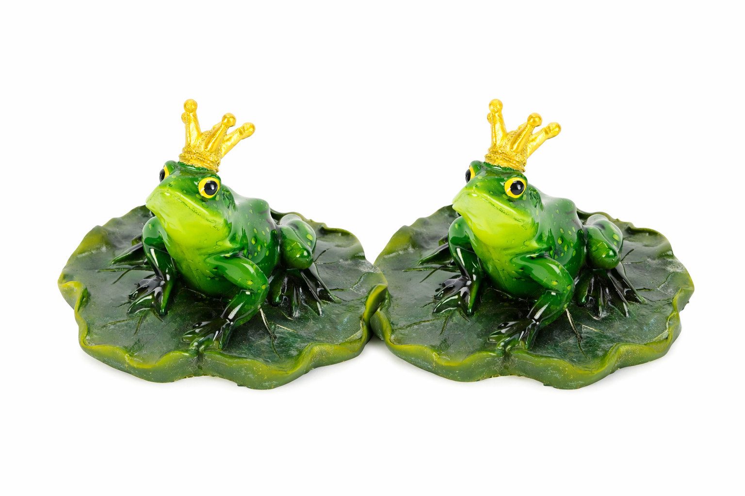 finehomegarden Teichfigur Frosch auf Blatt Froschkönig 2erSet schwimmend Ø13,5cm H10cm Teich, (2-St), Miniteich Polyresin Teichdeko / Paket