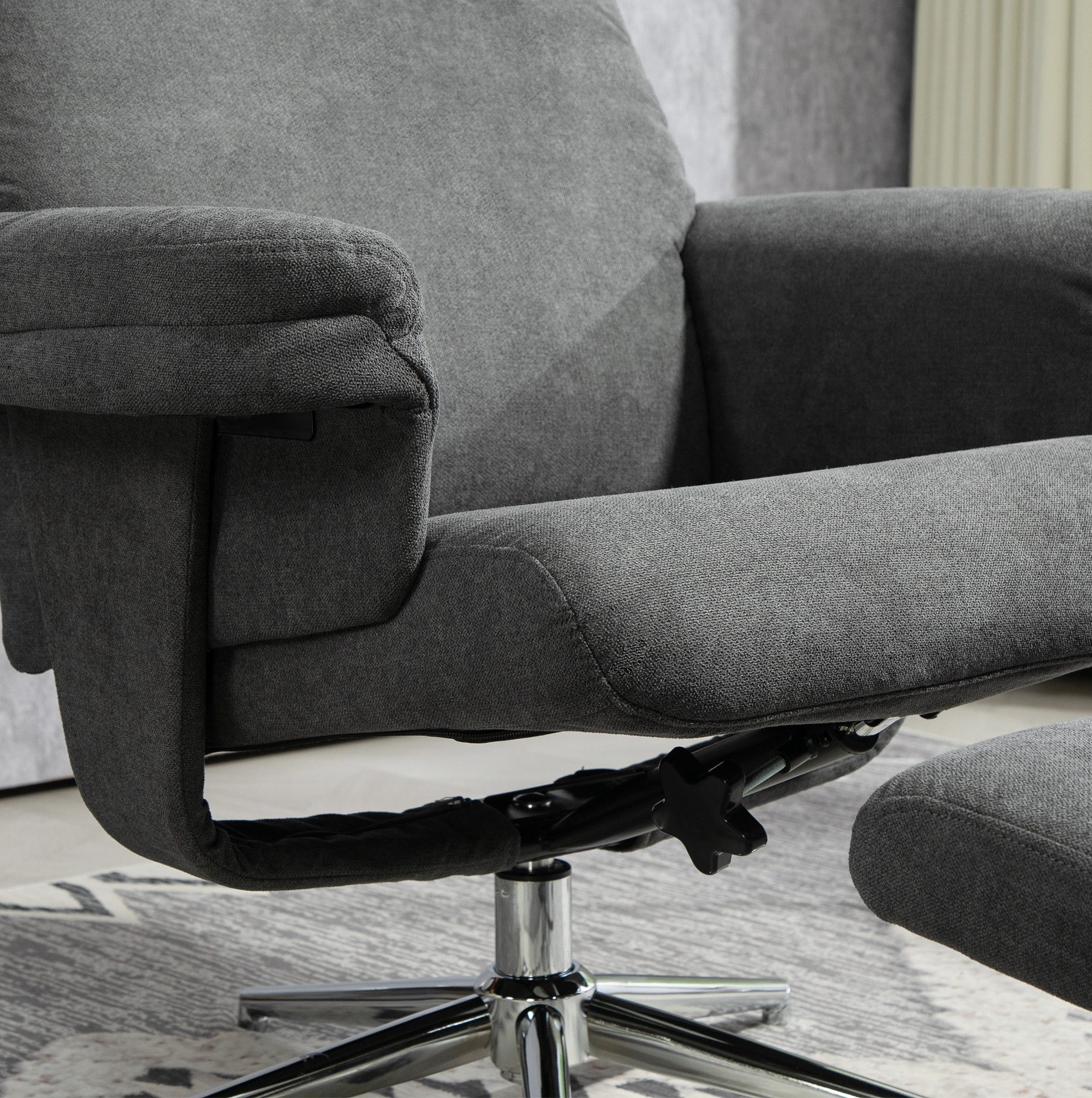 REDOM Relaxsessel Fernsehsessel Relaxsessel mit Hocker und Liegefunktion (2-St., Samtoptik, gepolsterter Liegesessel, bis 150 kg belastbar), Dunkelgrau Wohnzimmer Schlafzimmer Sessel