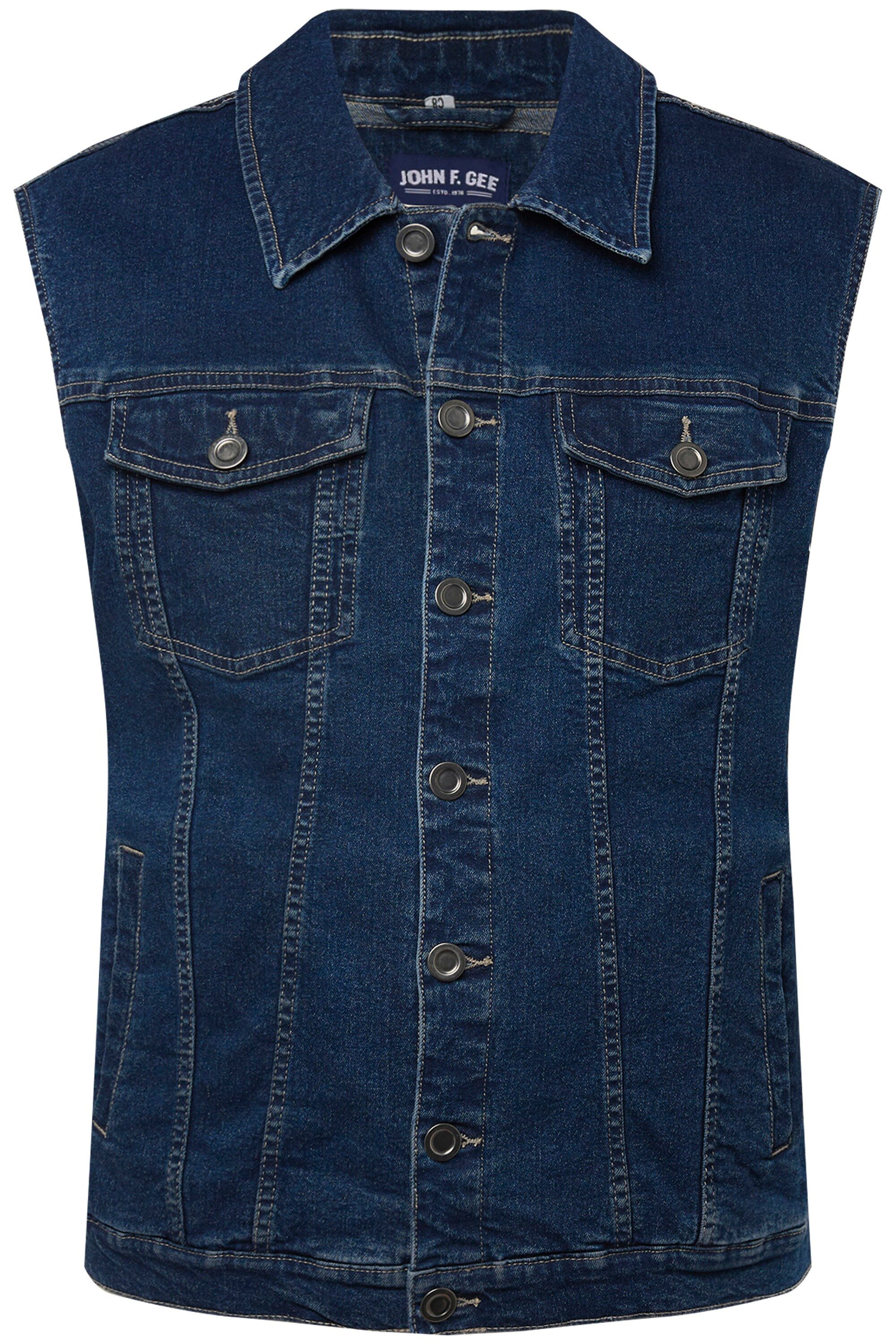 John F. Gee Steppweste Jeansweste stonewashed 4 Taschen