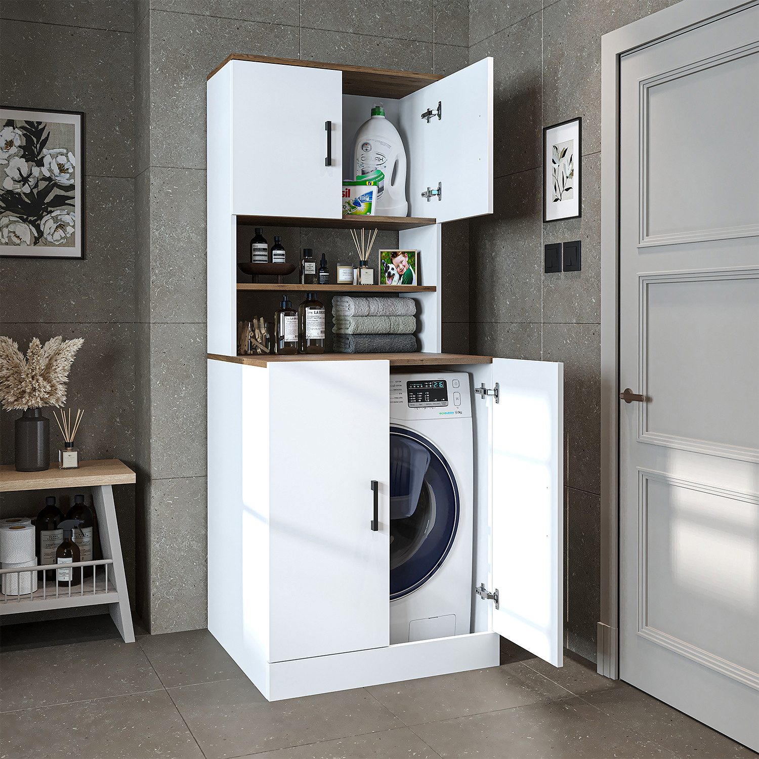 Roomart Waschmaschinenumbauschrank (Waschmaschinenschrank Trocknerschrank W günstig online kaufen