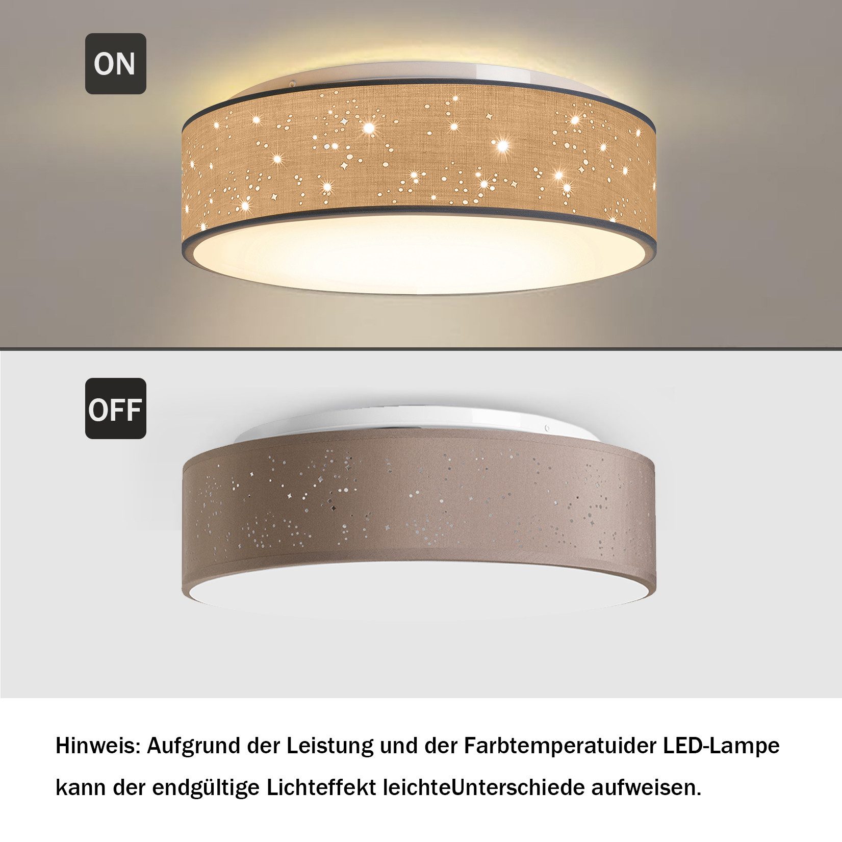 Zedelmaier Lampenschirm Deckenleuchte Deckenlampe Stoff mit Sterne Kinderzimmerlampe, ohne Leuchtmittel, für Kinderzimmer Schlafzimmer Wohnzimmer Flur