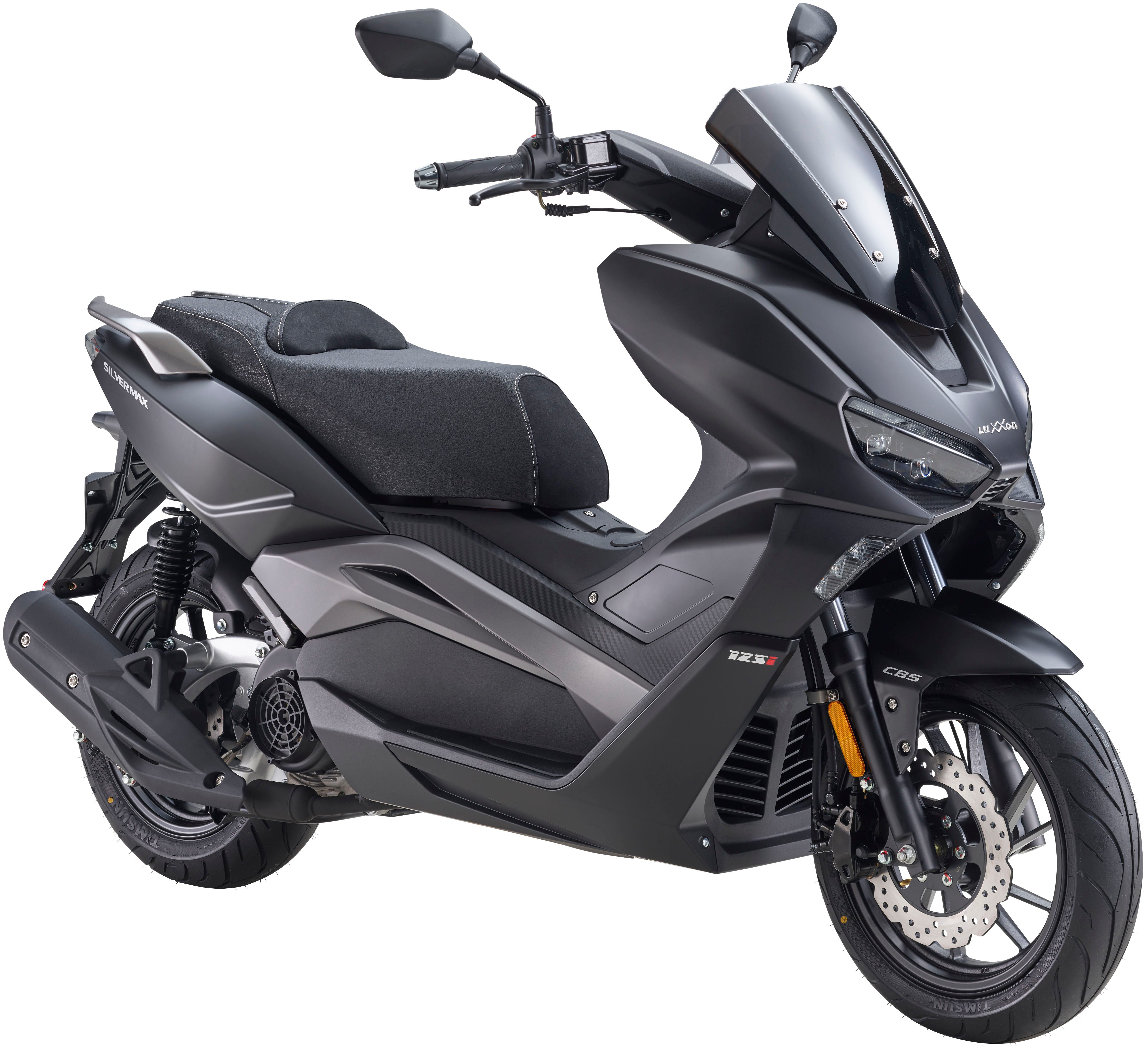 Luxxon Motorroller Silvermax 125 (85 km/h), E5+, Maxi-Scooter, matt-anthrazit, 125 ccm, 85 km/h, Euro 5+, Euro 5+, Windschild, CBS, USB-Anschluss, Maxi-Scooter, Keyless Go