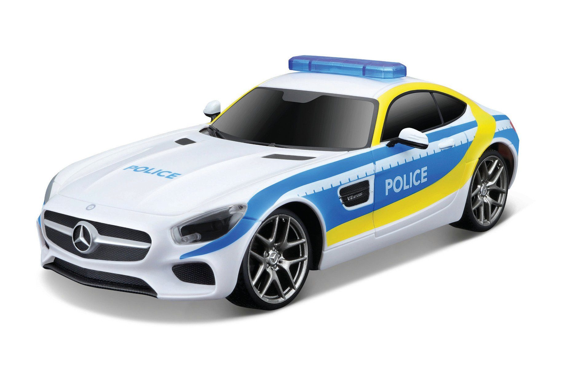 Maisto Tech RC-Auto Ferngesteuertes Auto - Mercedes AMG GT Polizei (Maßstab 1:24), Pistolengriff-Fernsteuerung