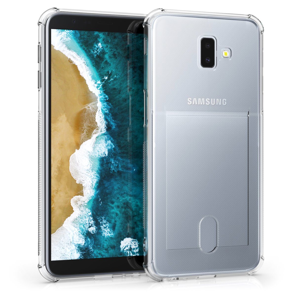 kwmobile Handyhülle Hülle für Samsung Galaxy J6+ / J6 Plus DUOS, Backcover  mit Fotofach - Silikon Soft Cover Case Schutzhülle