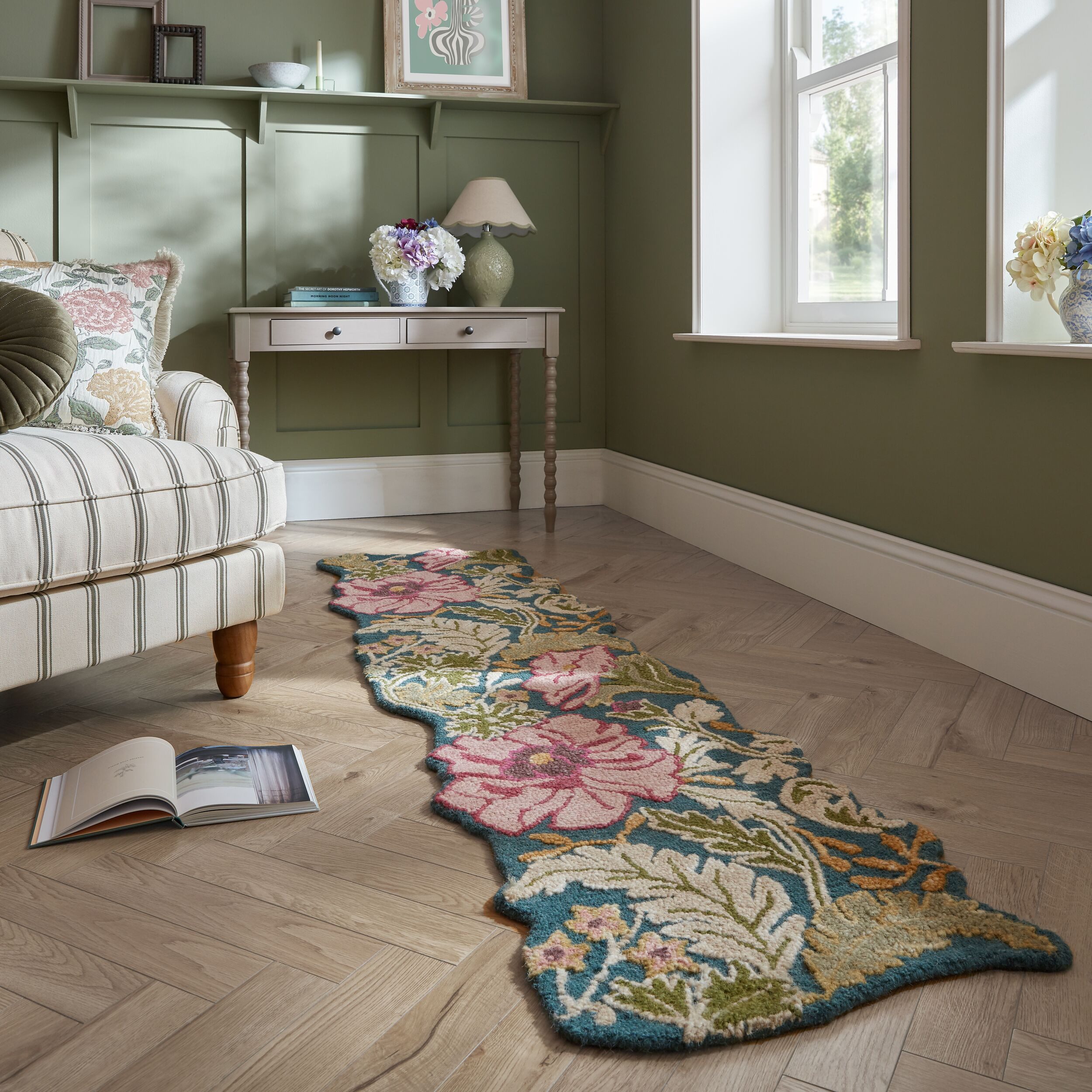 FLAIR RUGS Wollteppich Daphne Floral, 100% Wolle auch als Läufer, rechteckig, Höhe: 10 mm, organischen Blumenmotive, Wohnzimmer, Schlafzimmer, Esszimmer