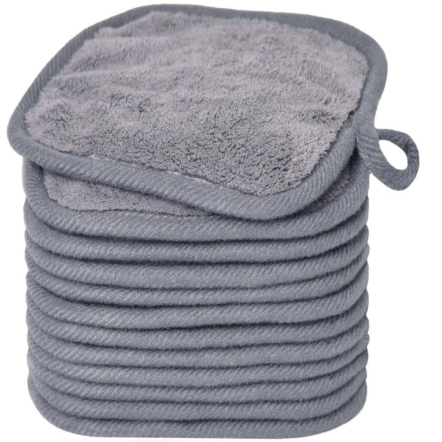 LuxusKollektion Gesichtsreinigungstücher Abschminktuch Mikrofaser Grau 12 Stück 5x5inch