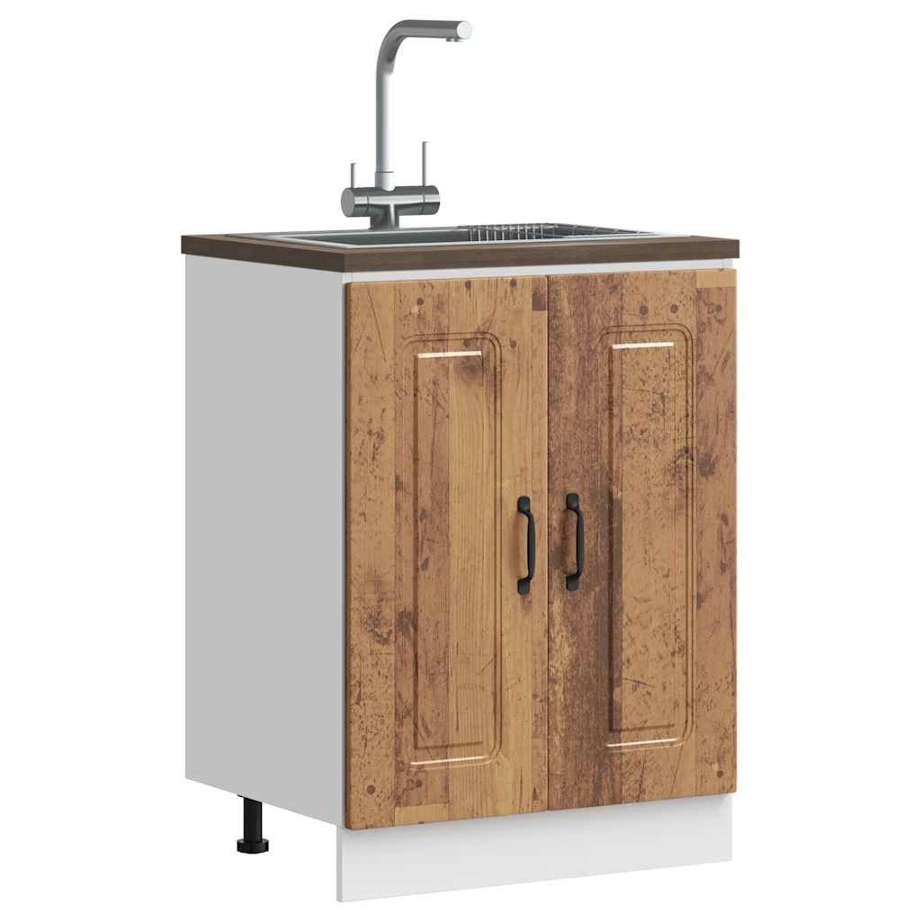 vidaXL Schrankmodule Spülenunterschrank Kalmar Altholz-Optik 60x46x81,5 cm