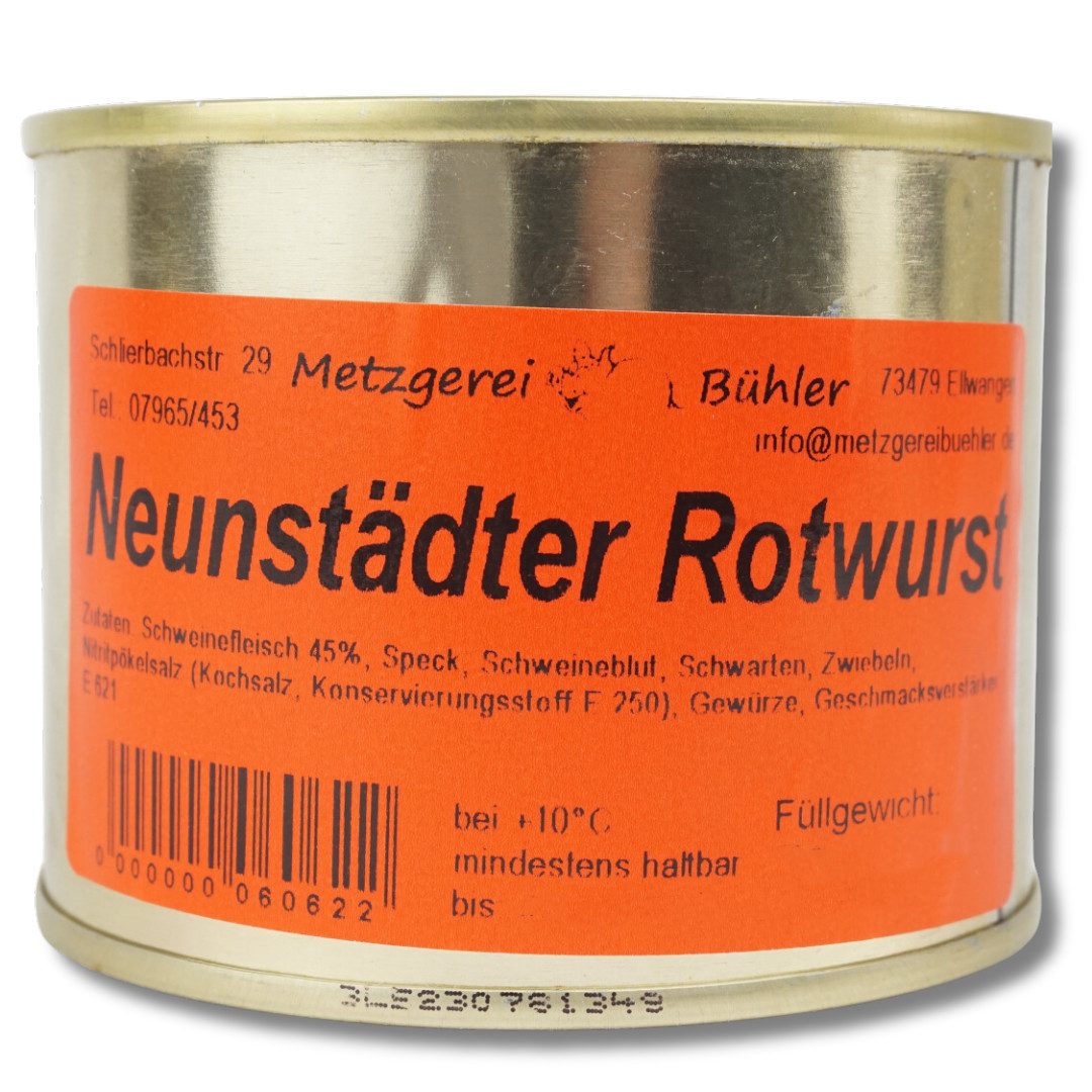 Metzgerei Bühler Wurstkonserve Schwäbische Neunstädter Rotwurst, 1 x 200 g