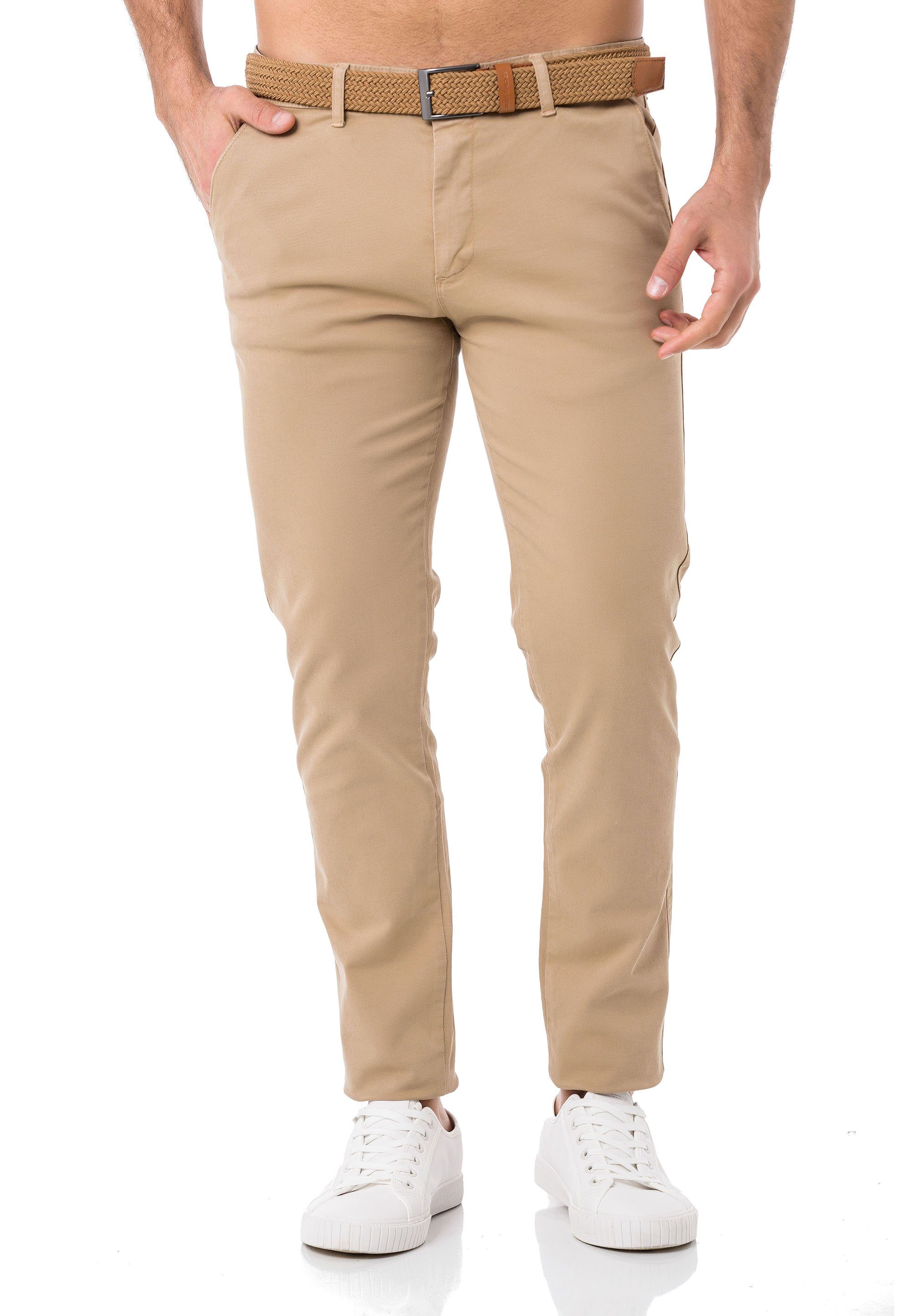 RedBridge Chinohose Chino Hose mit Sand Pants Gürtel