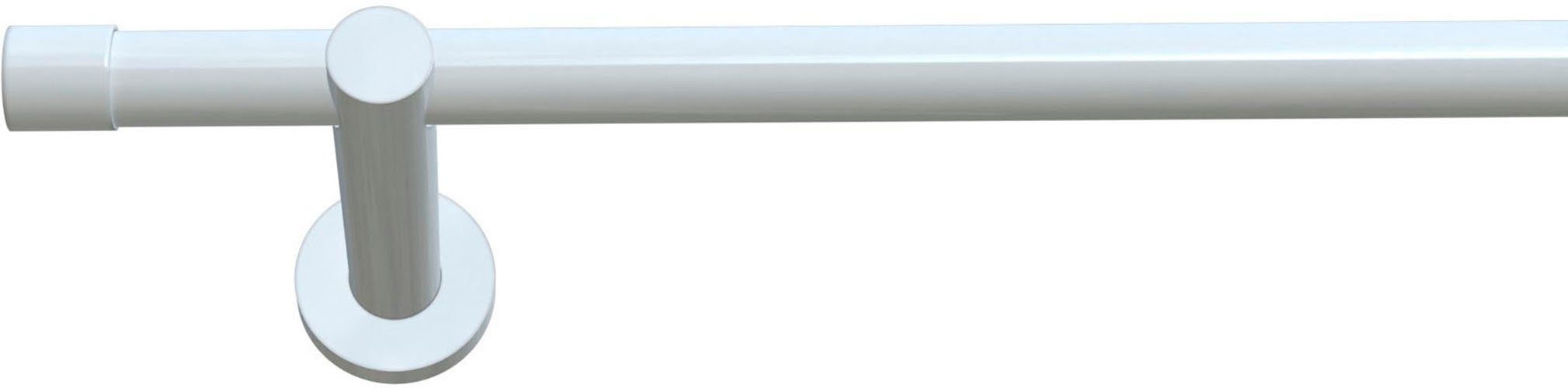 Gardinenstange Linz, indeko, Ø 1-läufig, Wunschmaßlänge, inkl. weiß verschraubt, 20 Komplett-Set Bohren, mit Montagematerial Stahl, mm