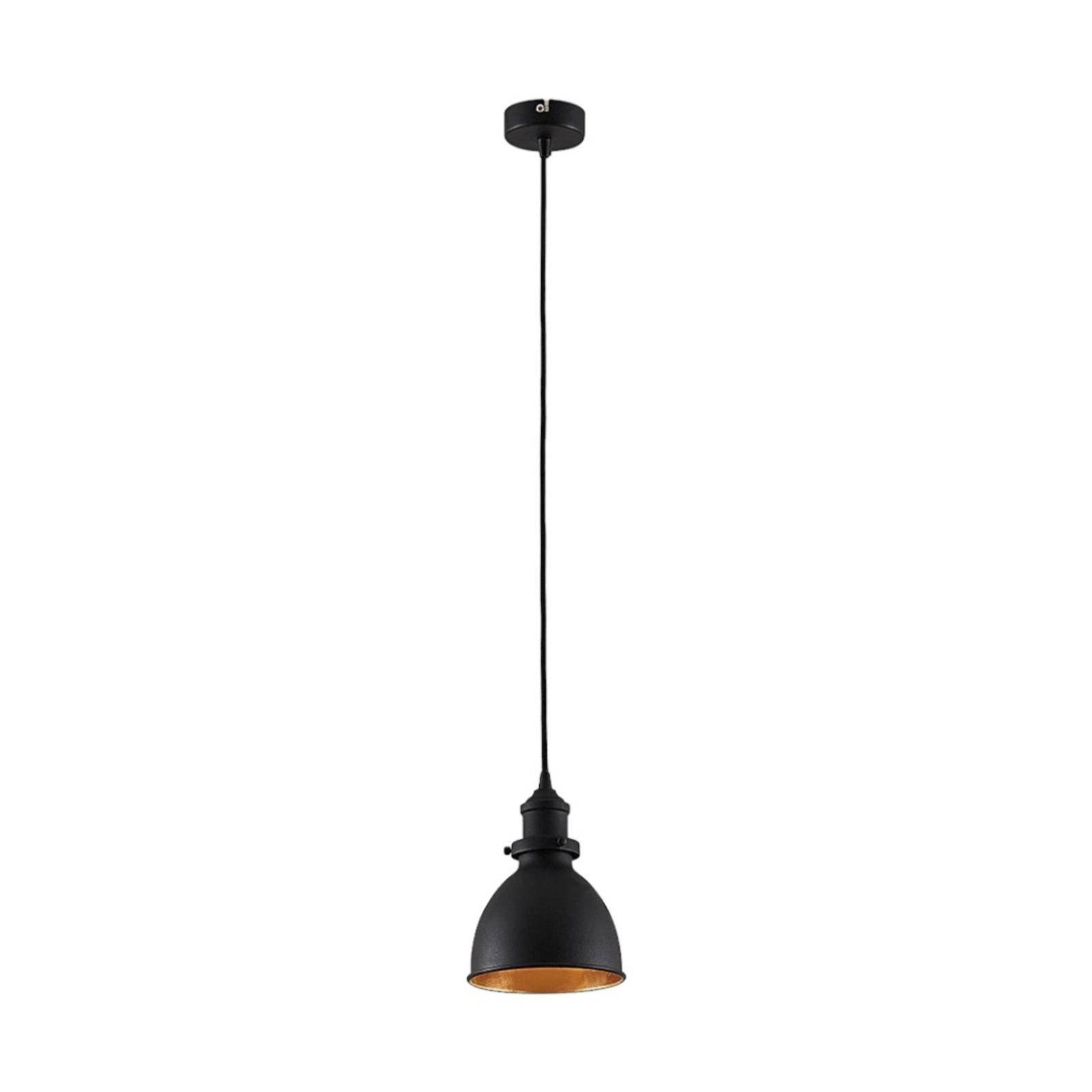 Lindby Hängeleuchte Jasminka, dimmbar, Leuchtmittel nicht inklusive, Modern, Metall, Schwarz, gold, 1 flammig, E27, Deckenlampe