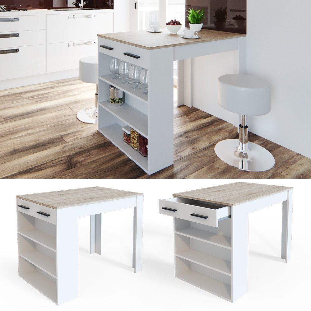 Vicco Bartisch Repose, Sonoma/Weiß/Weiß, 67 x günstig online kaufen