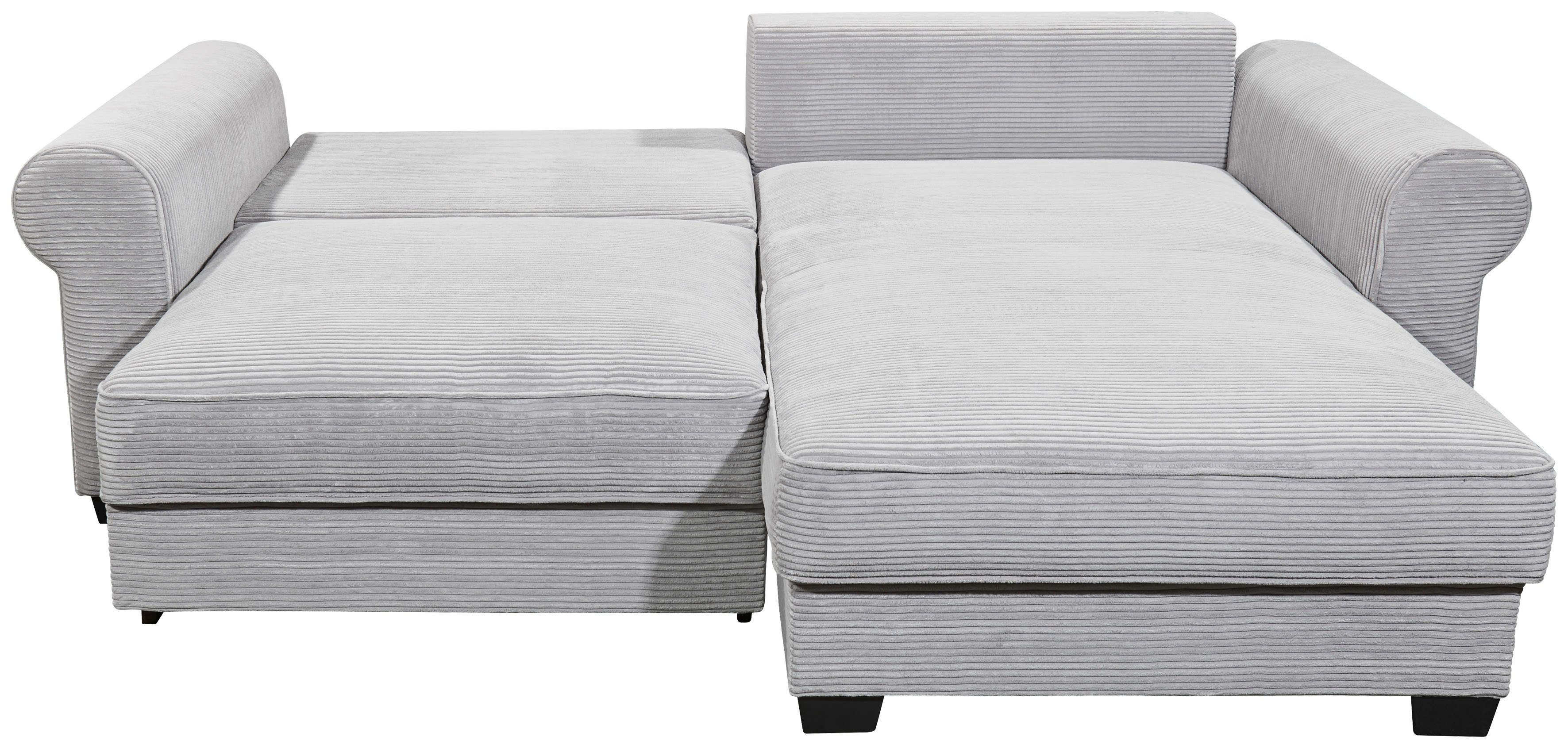 grau sowie Bettkasten, Bettfunktion und Rücken-, mit ED Angelina, Zierkissen EXCITING DESIGN Nieren- Ecksofa und