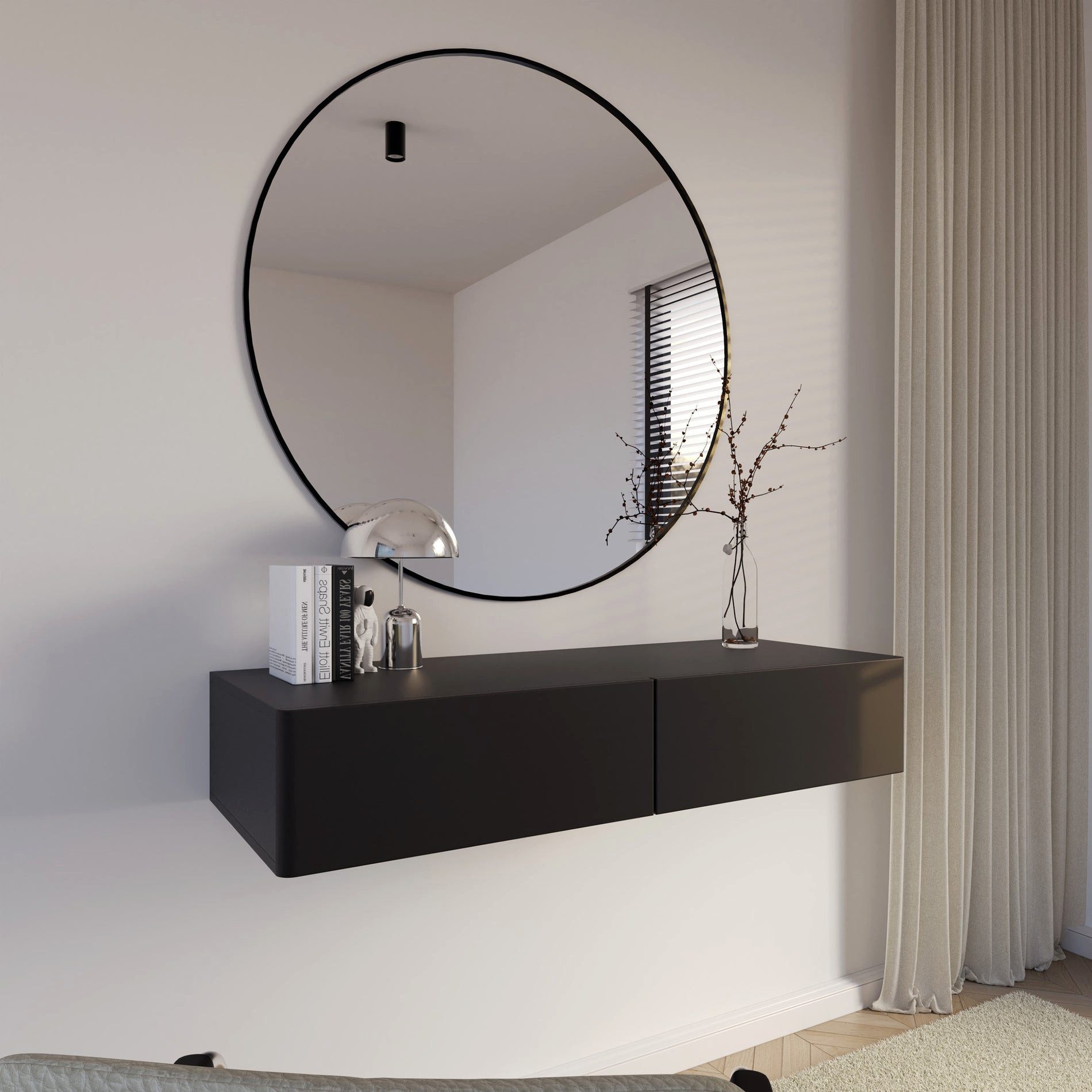 Selsey Schminktisch OLIO, Wandhängender Schminktisch mit 2 Schubladen, 110 cm breit