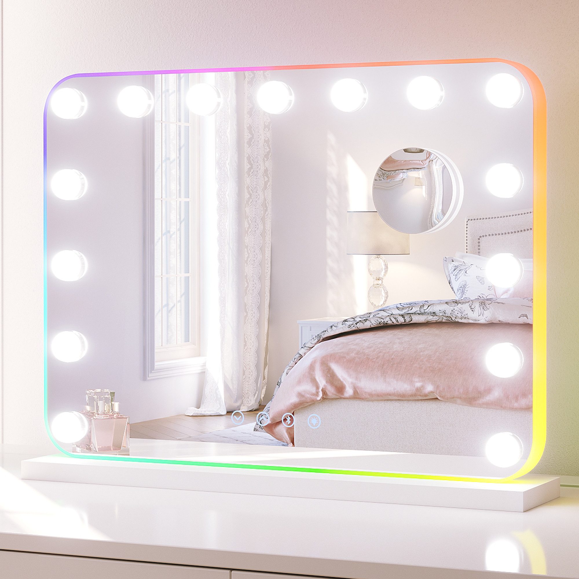 SONNI Kosmetikspiegel Kosmetikspiegel Tricolour 15LED, Schminkspiegel mit Bluetooth Funktion