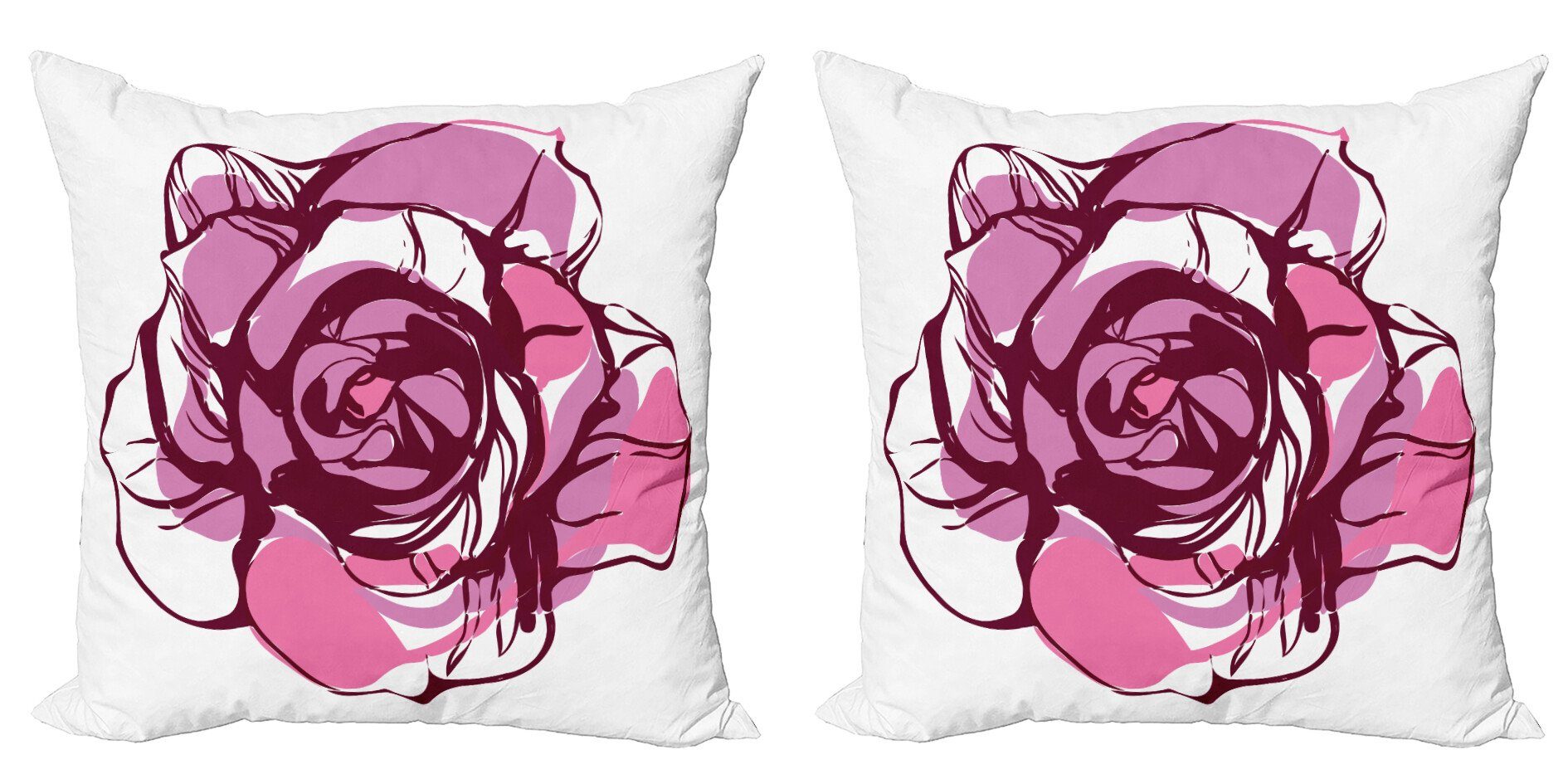 Kissenbezüge Modern Accent Doppelseitiger Digitaldruck, Abakuhaus (2 Stück), rosa Blätter Rosenblatt