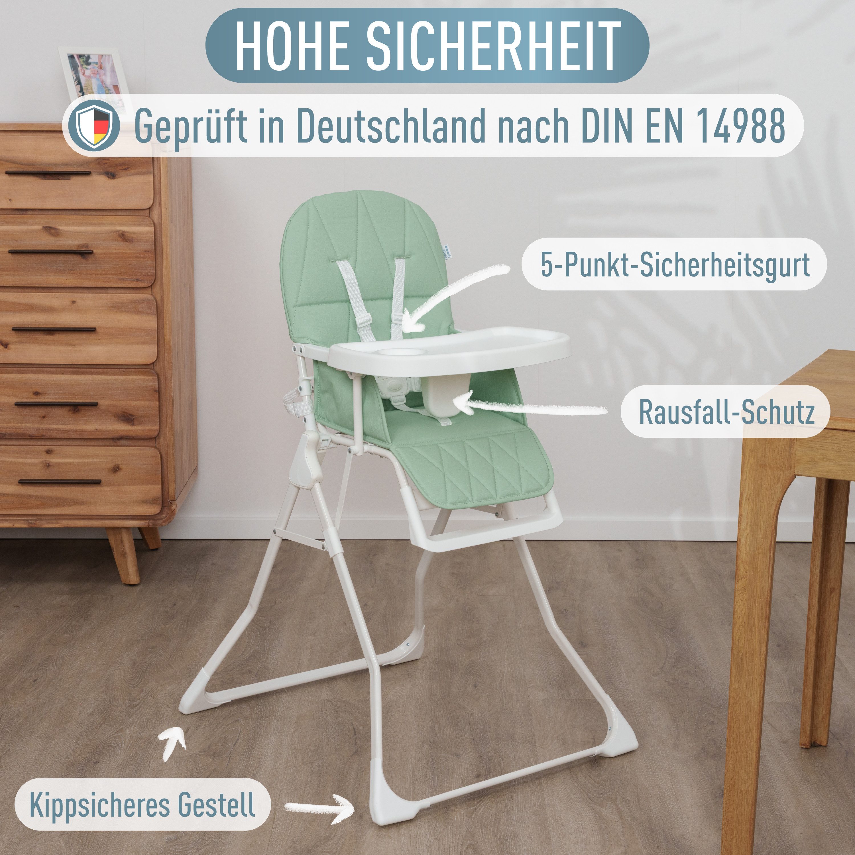 ib style Hochstuhl Leno, leicht (4kg) klappbar einfach zu reinigen