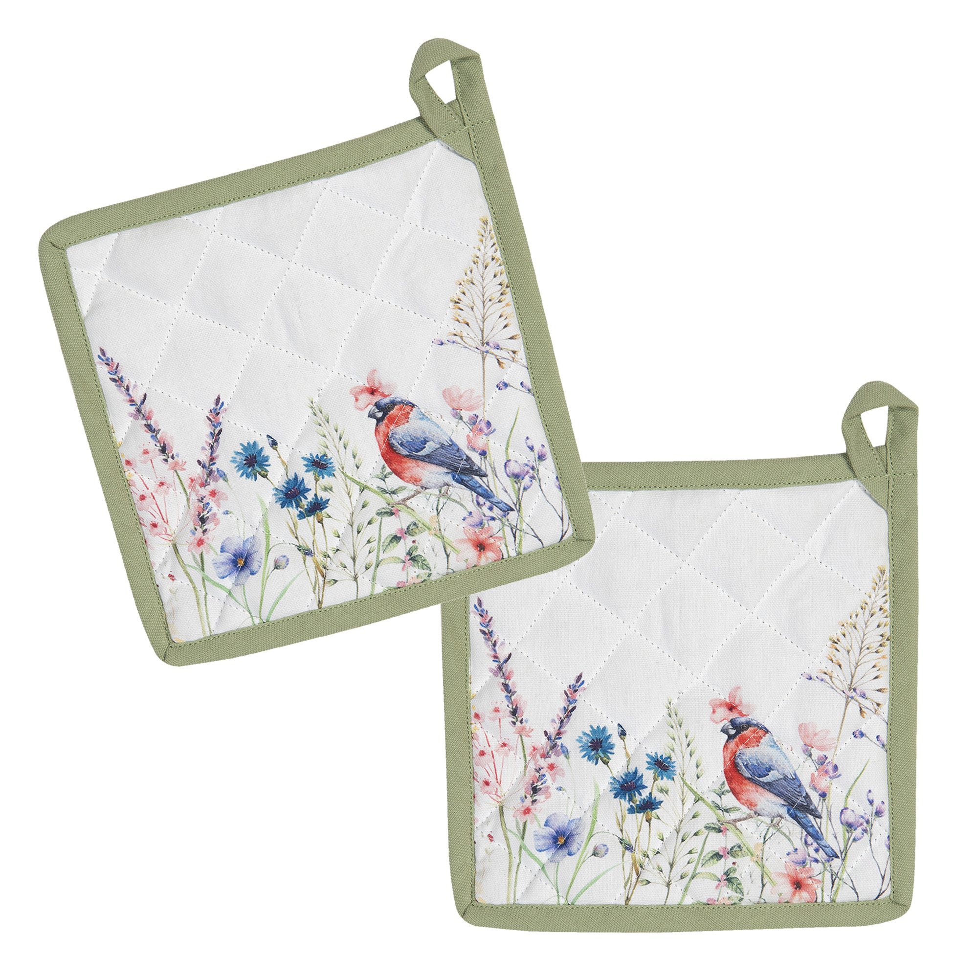 Clayre & Eef Topflappen So Floral, (Set, 2-tlg., 2-teilig), hitzebeständig wattiert Pfannen Untersetzer ca.20x20 cm