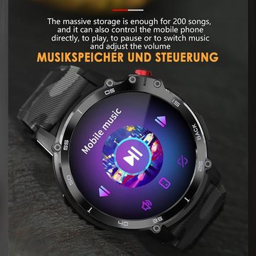 findtime Smartwatch (1,6 Zoll, Andriod iOS), Telefonfunktion Musikspeicher, Direkt Koppeln Bluetooth Kopfhörer