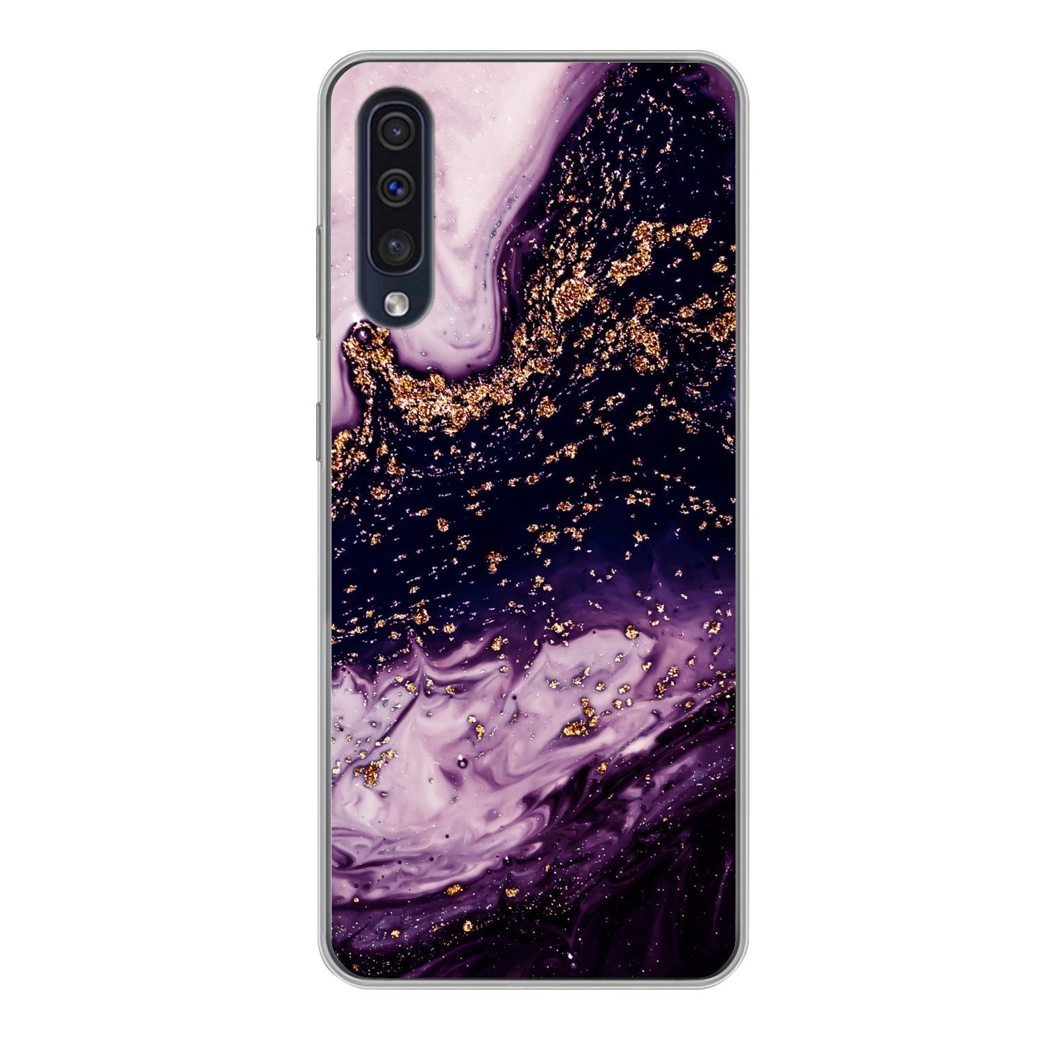 MuchoWow Handyhülle für Samsung Galaxy A50 Marmor - Gold - Naturstein, Smartphone-Bumper, Print, Handy Schutzhülle Dünn