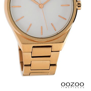 OOZOO Quarzuhr Oozoo Damen Armbanduhr Timepieces Analog, (Analoguhr), Damenuhr rund, mittel (ca. 34mm) Metallarmband rosegold