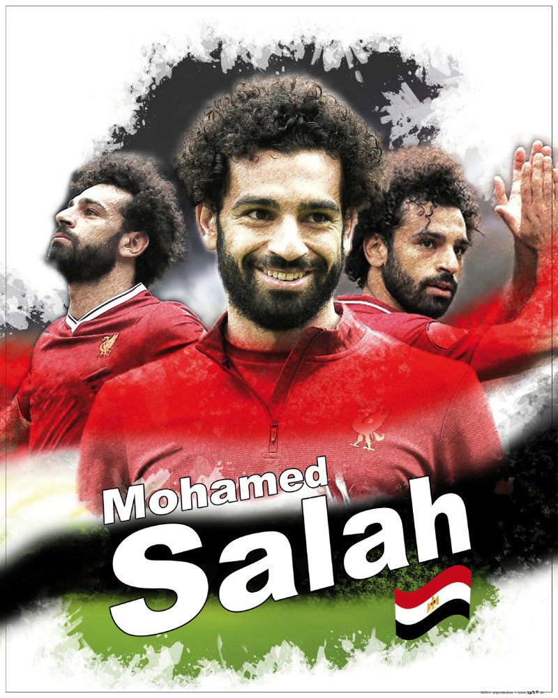 Poster FuÃŸball Kunstdruck Bild - Mohamed Salah, LFC (50 x 40 cm)