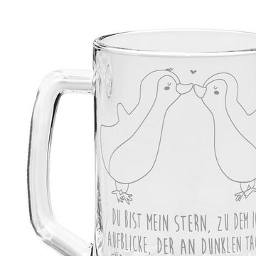 Mr. & Mrs. Panda Bierkrug Pinguin Liebe - Transparent - Geschenk, Bier Krug, Geschenkidee, Part, Premium Glas, Lasergravur
