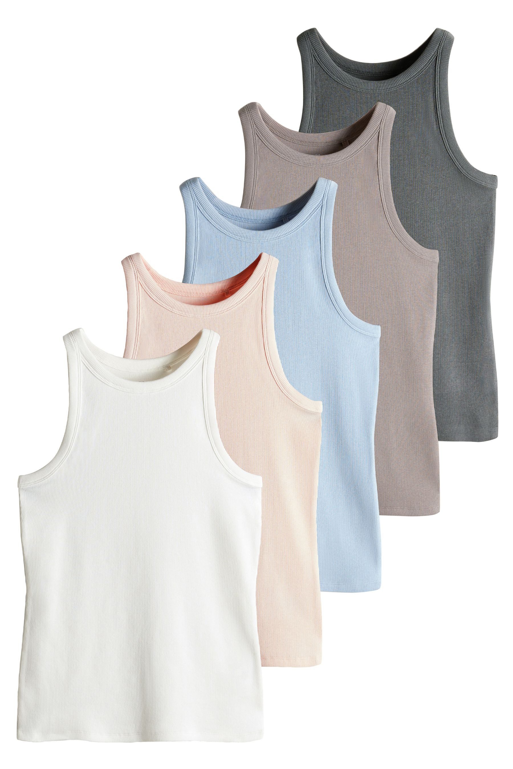 Trägertop The Set gerippte Ringerrücken-Trägertops, 5er-Pack
