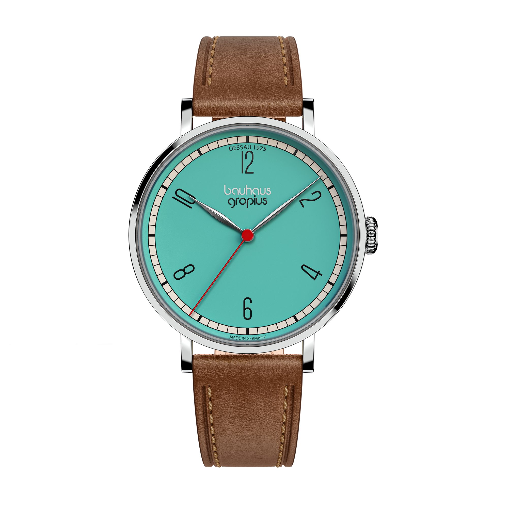 Walter Gropius Quarzuhr Made in Germany, Damenuhr, Herrenuhr, Unisex, Saphirglas - WGN 003-01 WGN 003-01, Armbanduhr, Lederarmband, Edelstahlgehäuse, New Bauhaus Dessau 1925