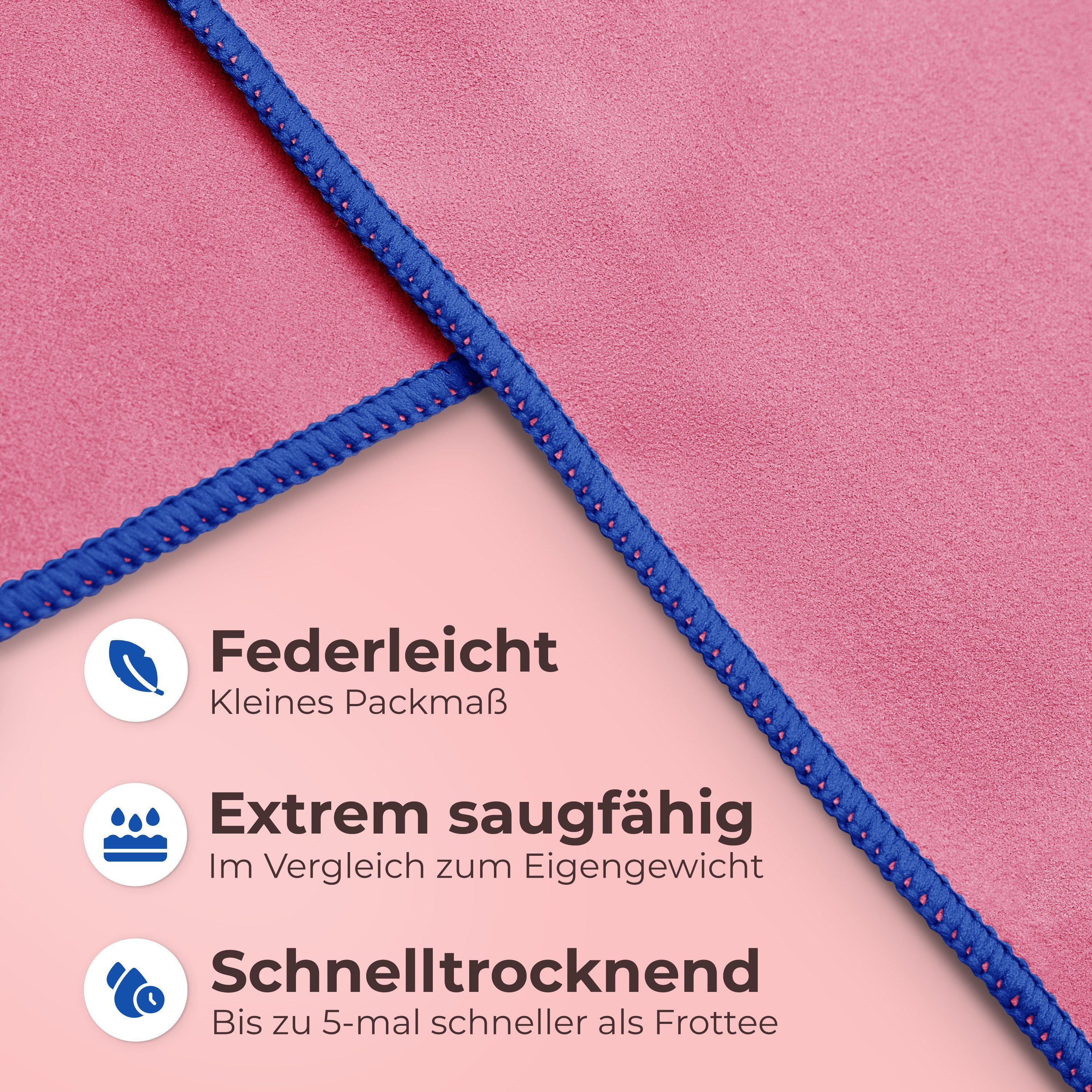 NirvanaShape Reisehandtuch Mikrofaser Handtücher Set, Badehandtuch, Reisehandtuch, Strandtuch, Ecktasche mit Reißverschluss, saugfähig, leicht, schnelltrocknend