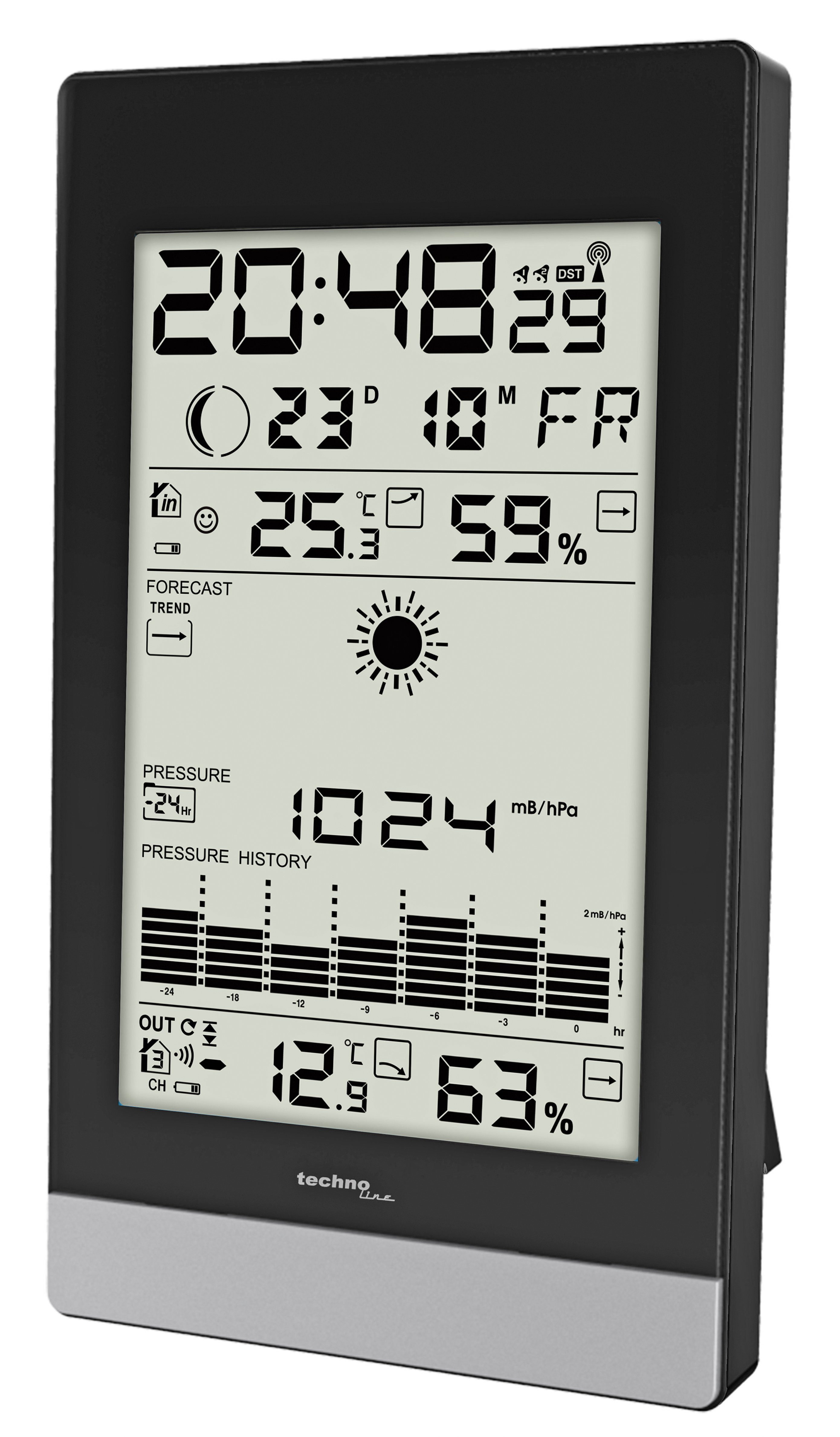 technoline WS 9050 Wetterstation (inklusive Außensender, Wettervorhersage mit Frostalarm und Wohlfühlindikator)