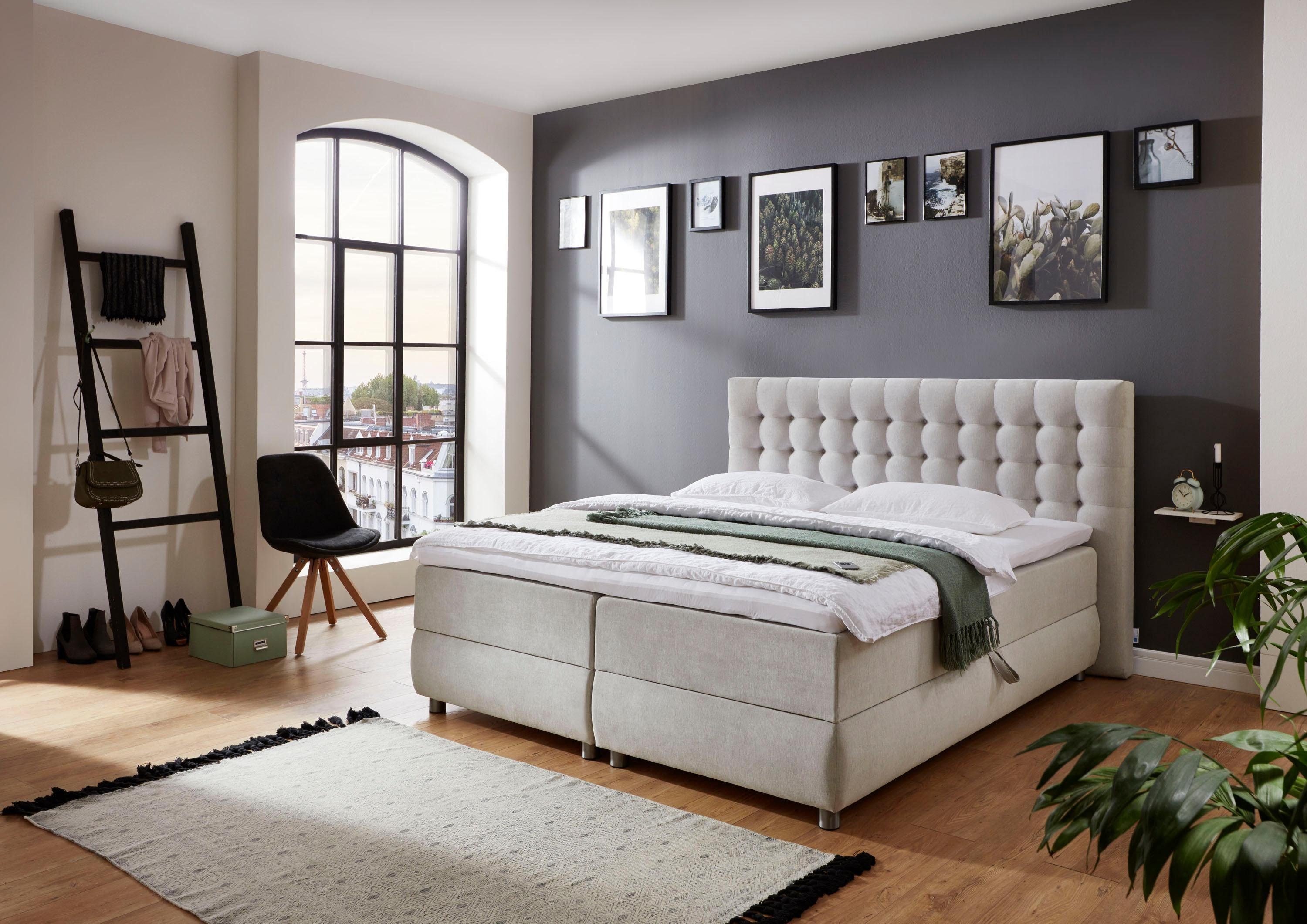 ATLANTIC home collection Boxspringbett Tina, mit Bettkasten und Topper, auch in Überlänge