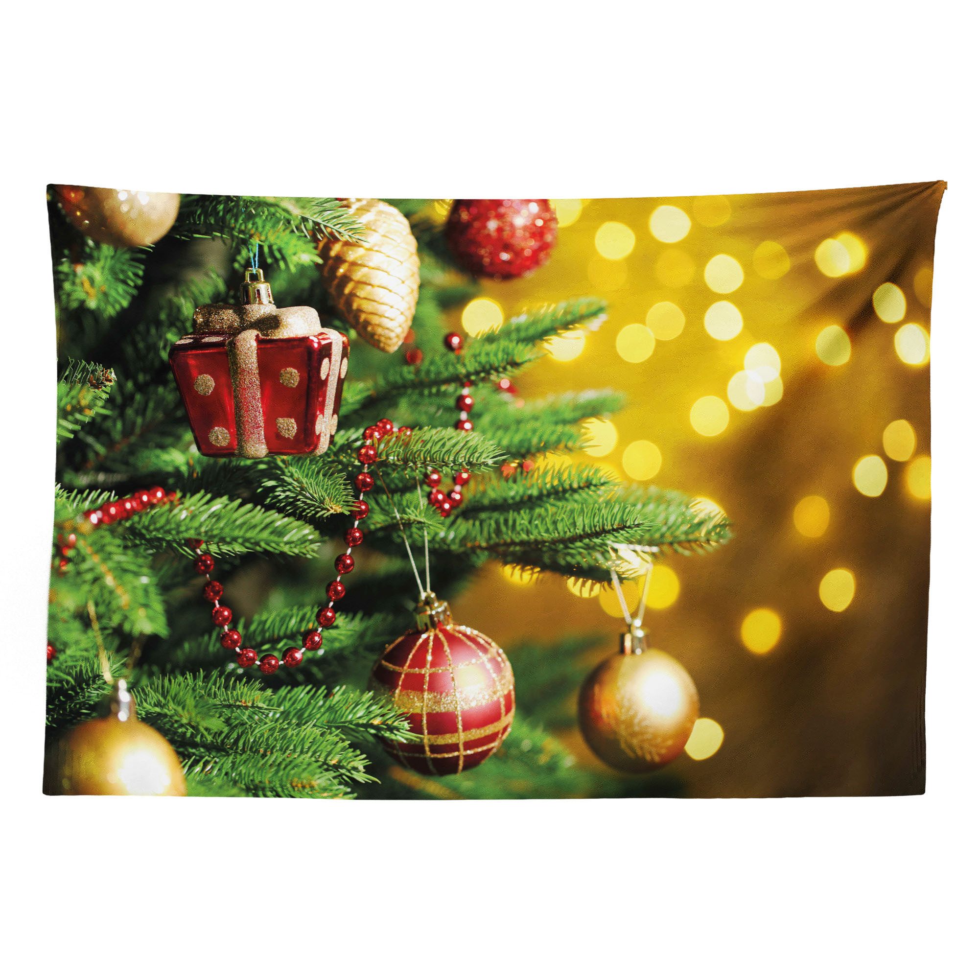 Abakuhaus Wandteppich aus Weiches Mikrofaser Stoff Für das Wohn und Schlafzimmer, rechteckig, Weihnachten Close up Baum Unschärfe