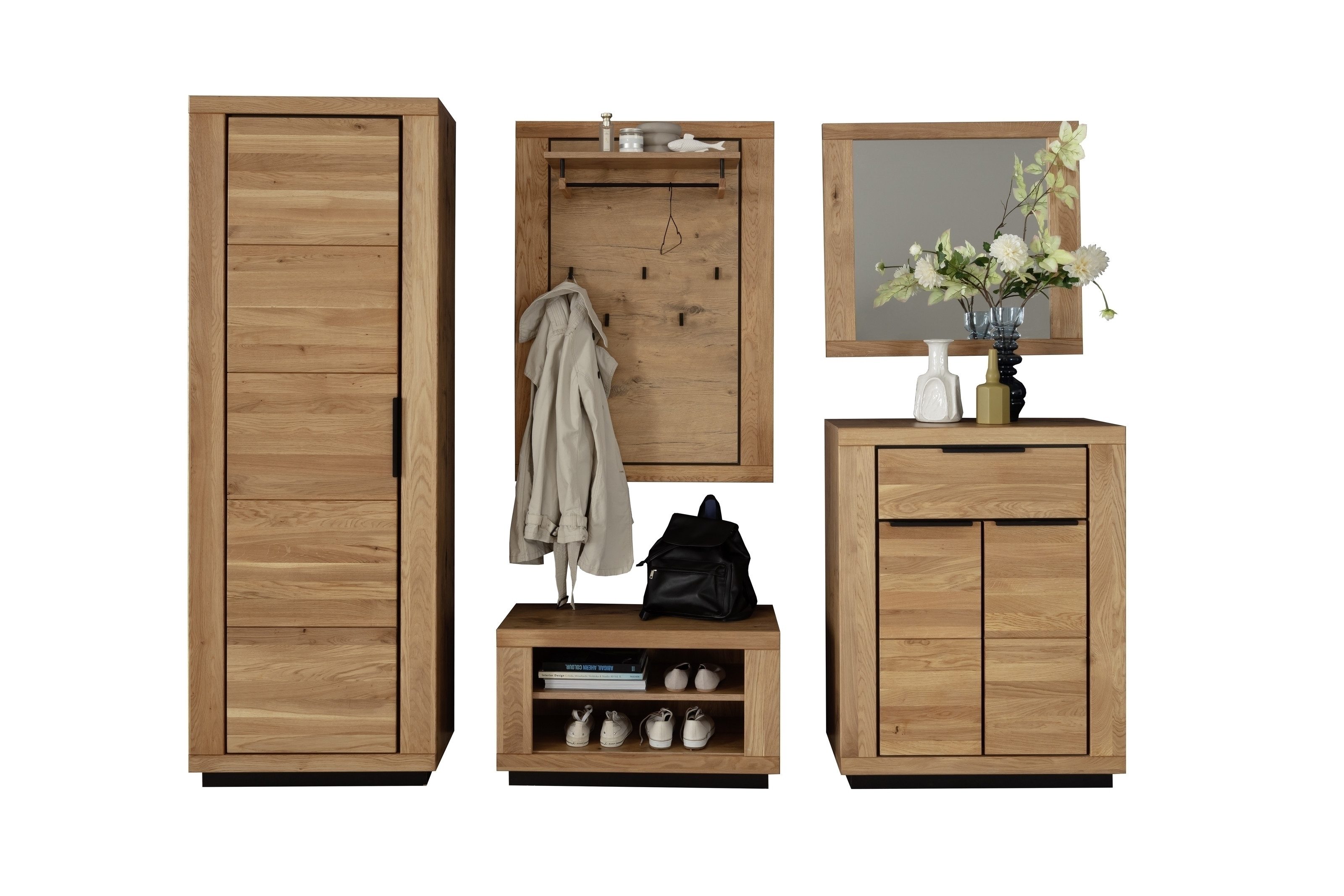 freiraum Garderoben-Set Greno, (5-teilig) Massivholzfront - Teilmassiv - 230x200,5x40 (BxHxT)