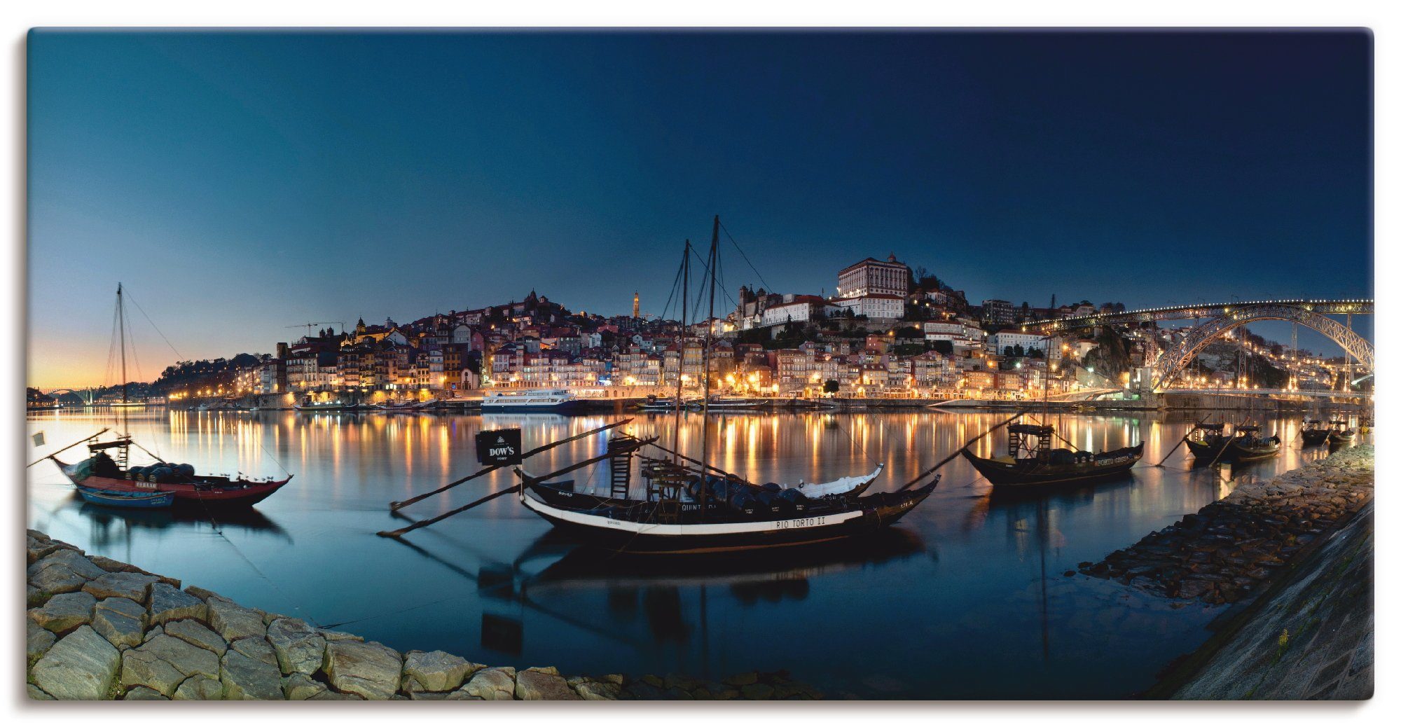 Artland Leinwandbild Porto - Nachtpanorama, Europa (1 St), auf Keilrahmen gespannt