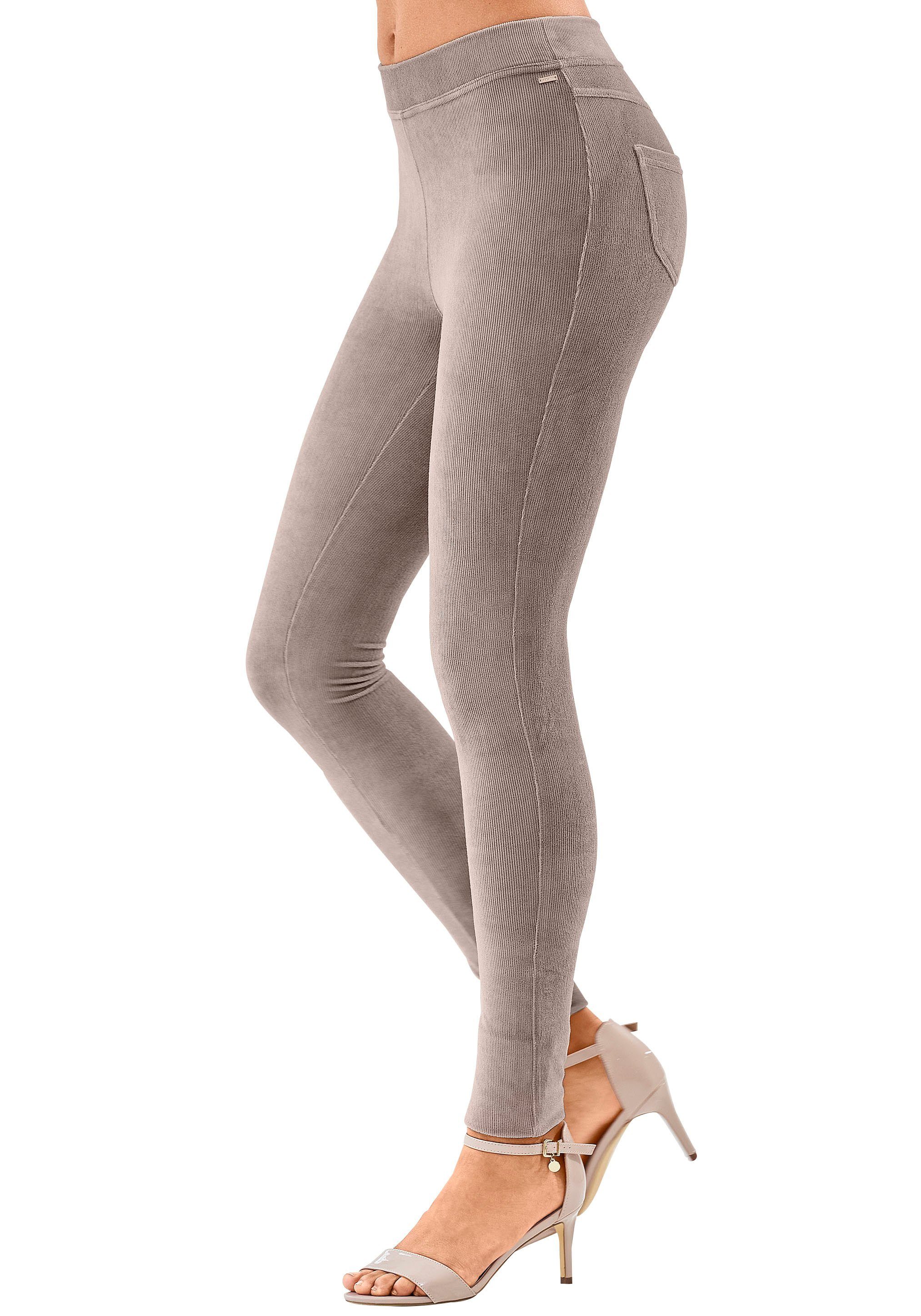 LASCANA Leggings aus weichem Material in Cord-Optik, Loungewear beige | Stretchhosen